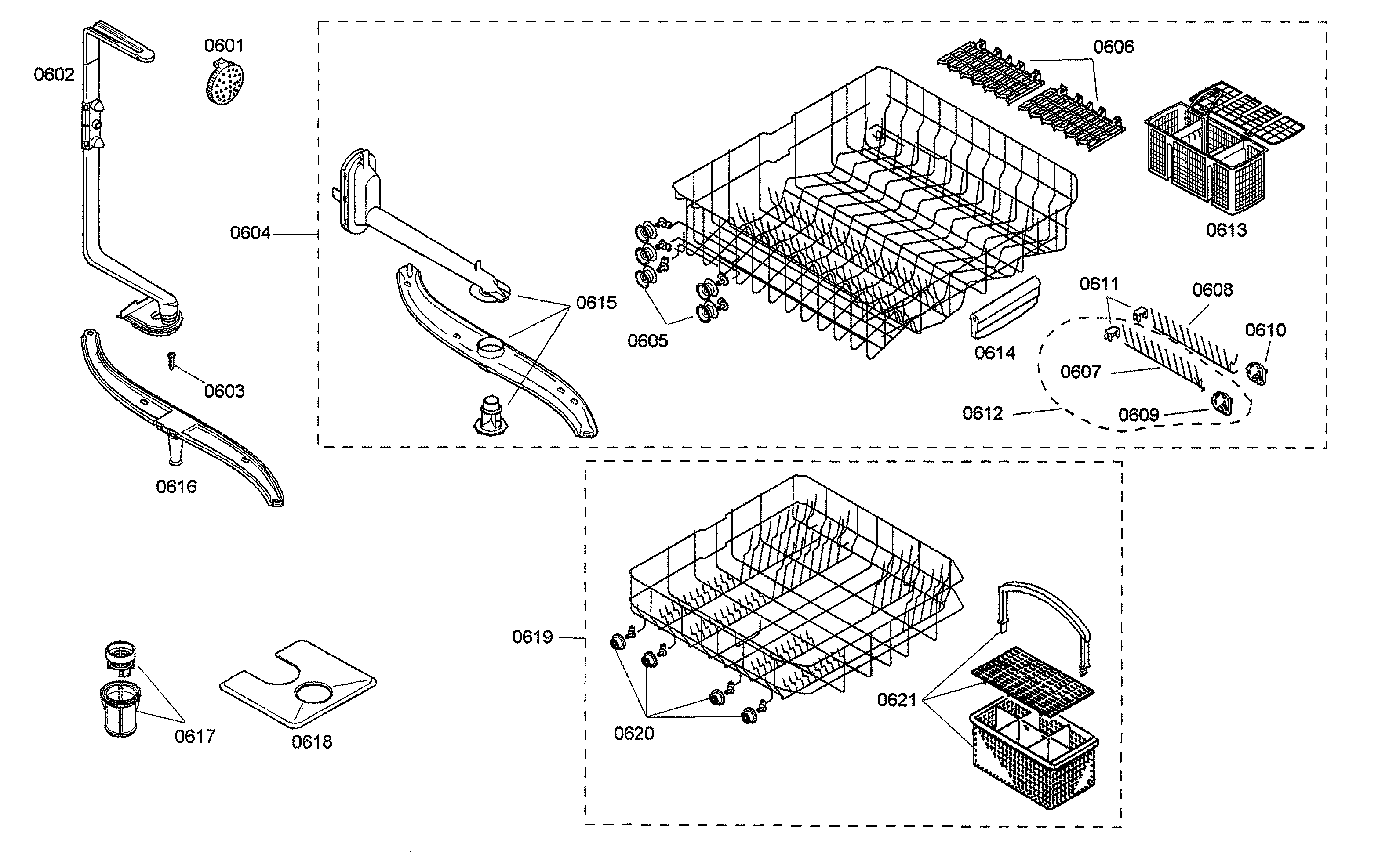 RACKS/SPRAY ARMS