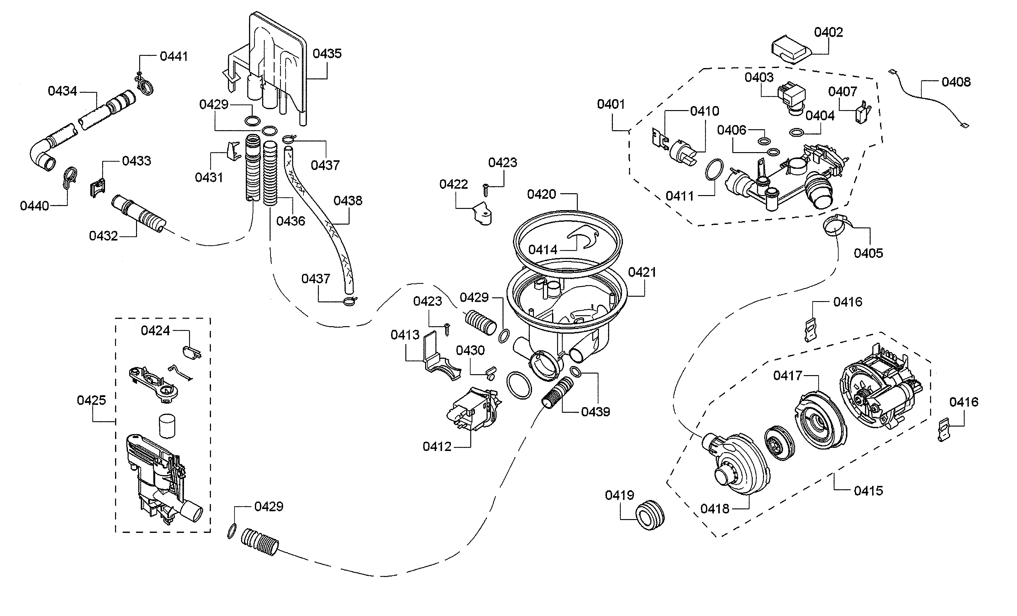Heater/pump/water inlet