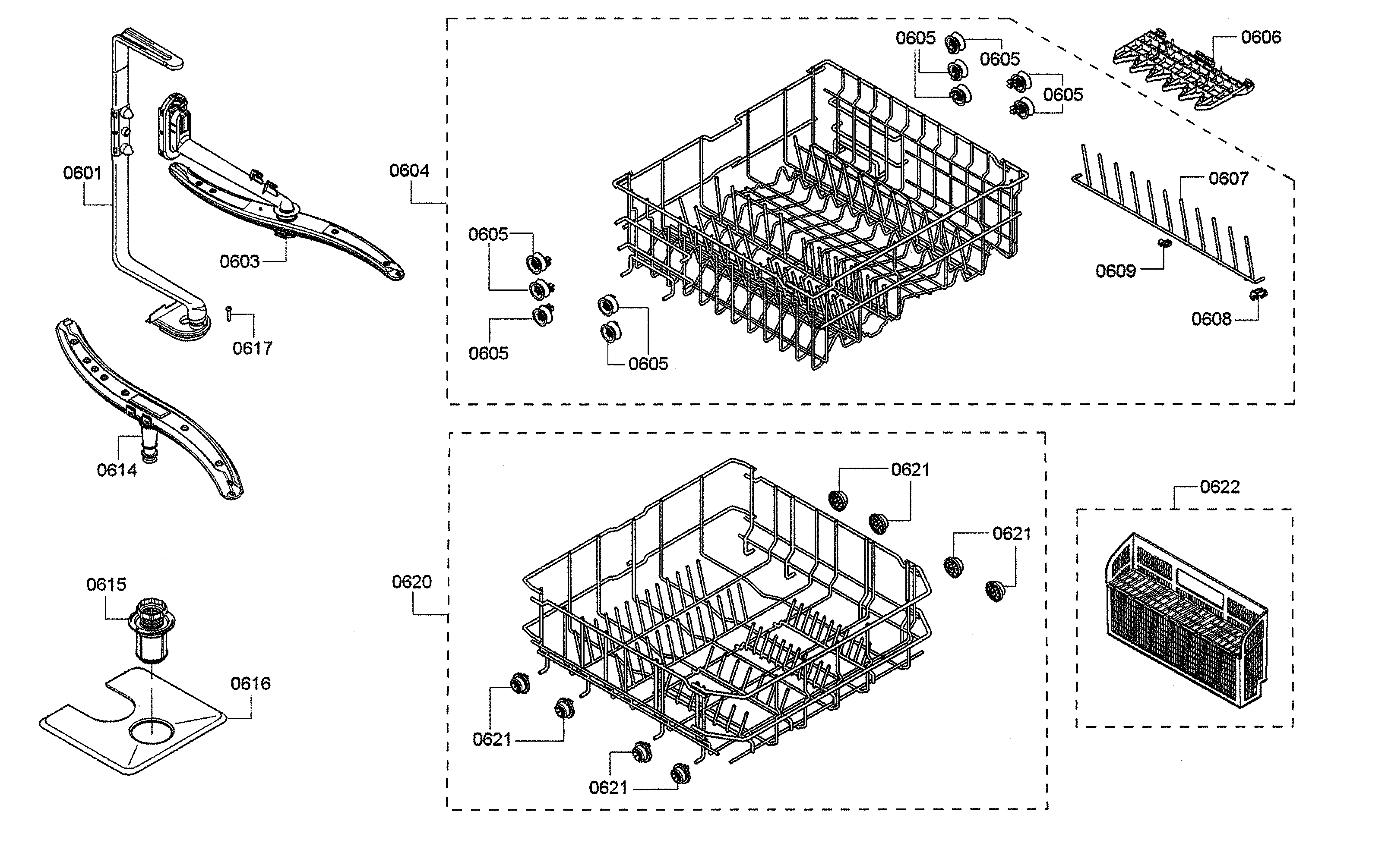 Spray arms/racks