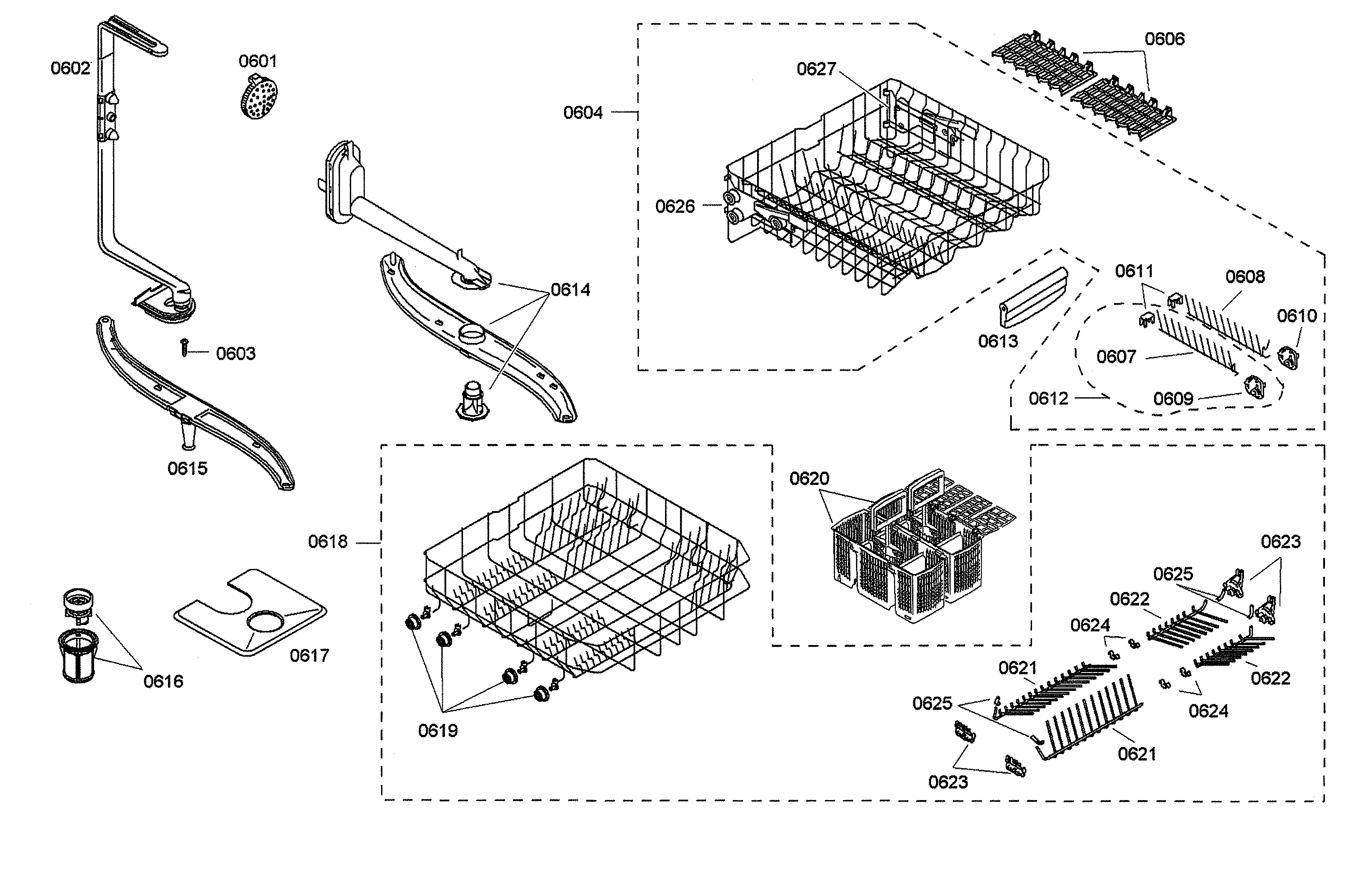 Spray arms/racks