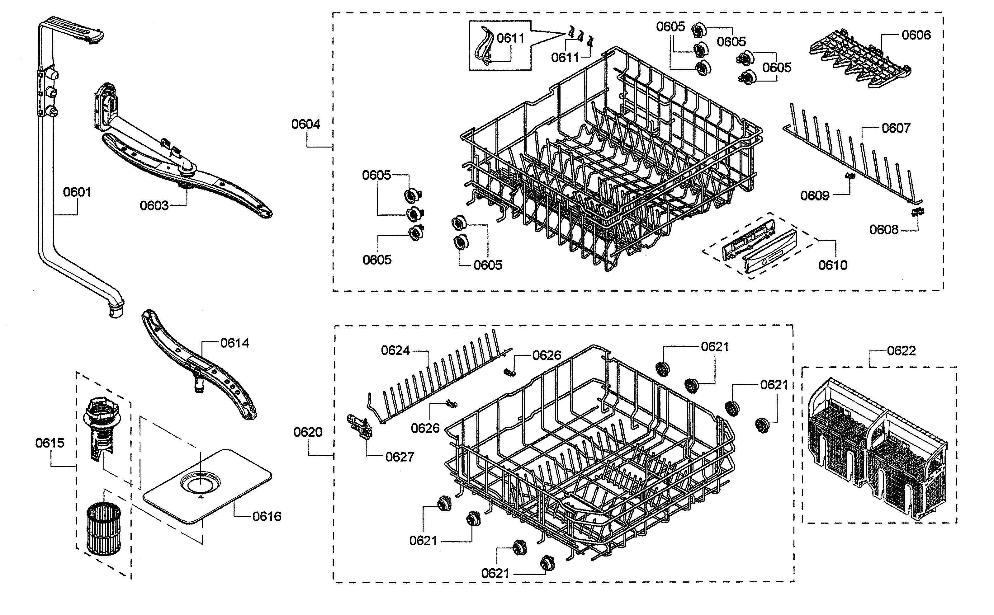 Racks/spray arms