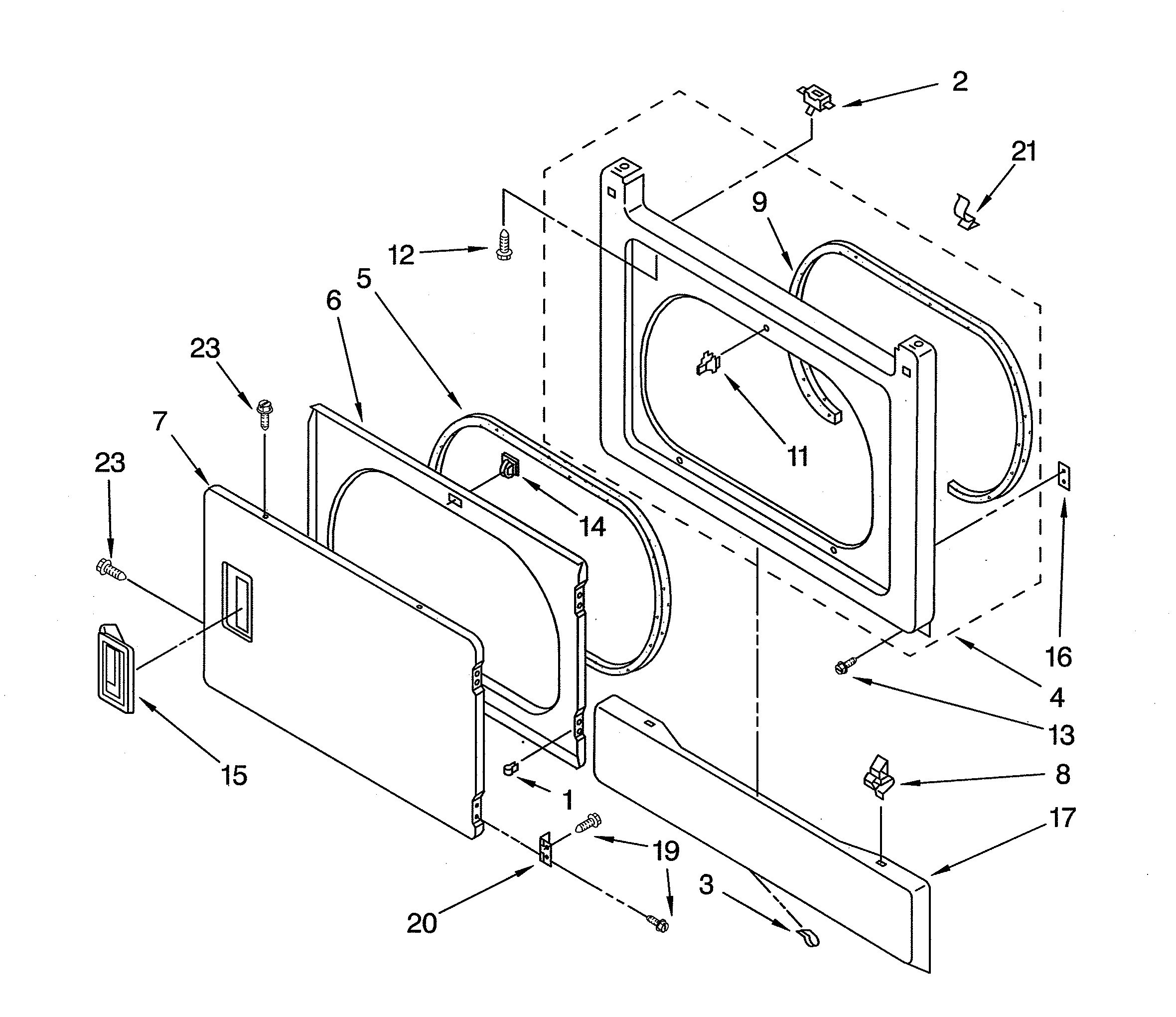 Dryer front panel & door parts