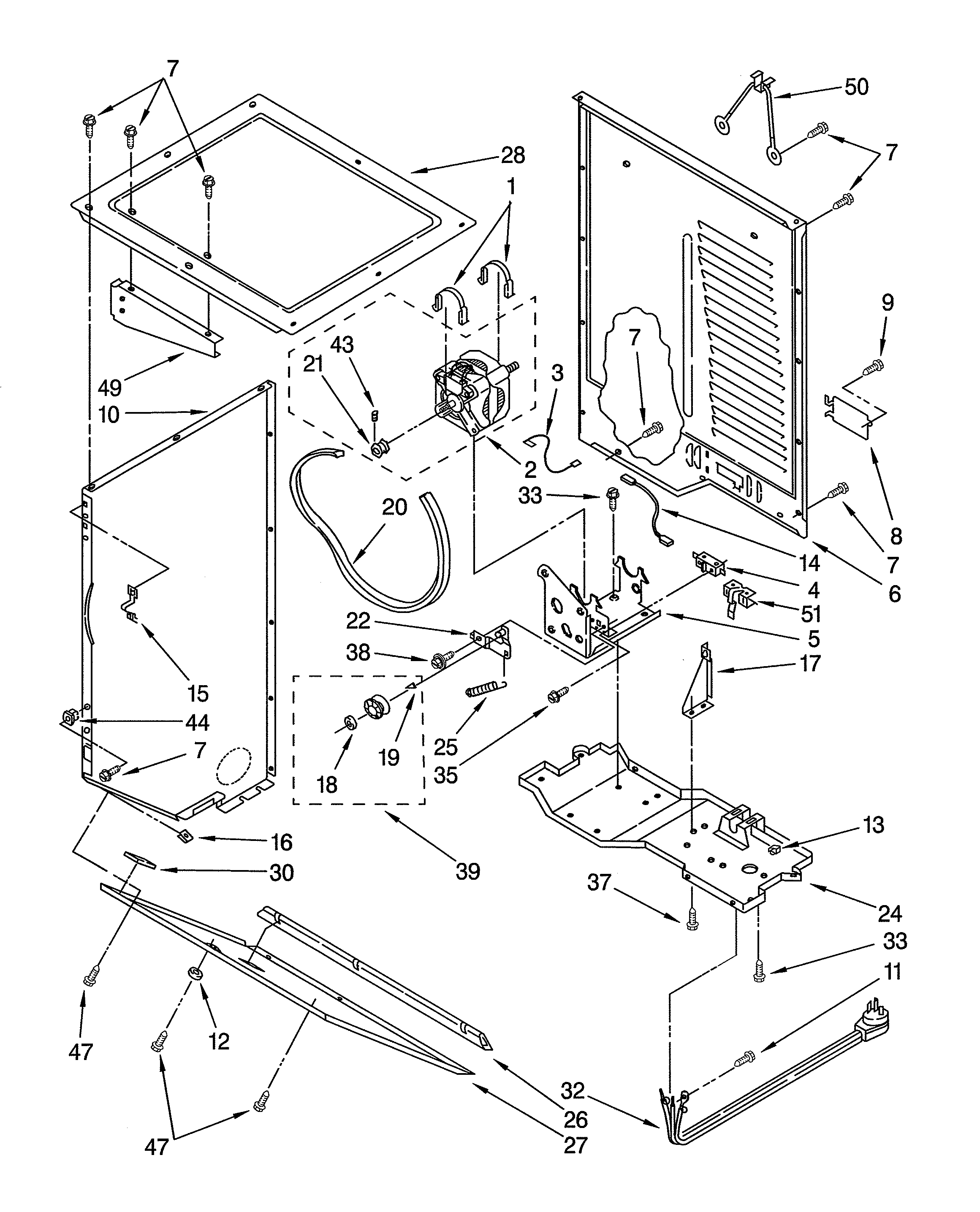 Dryer cabinet & motor parts