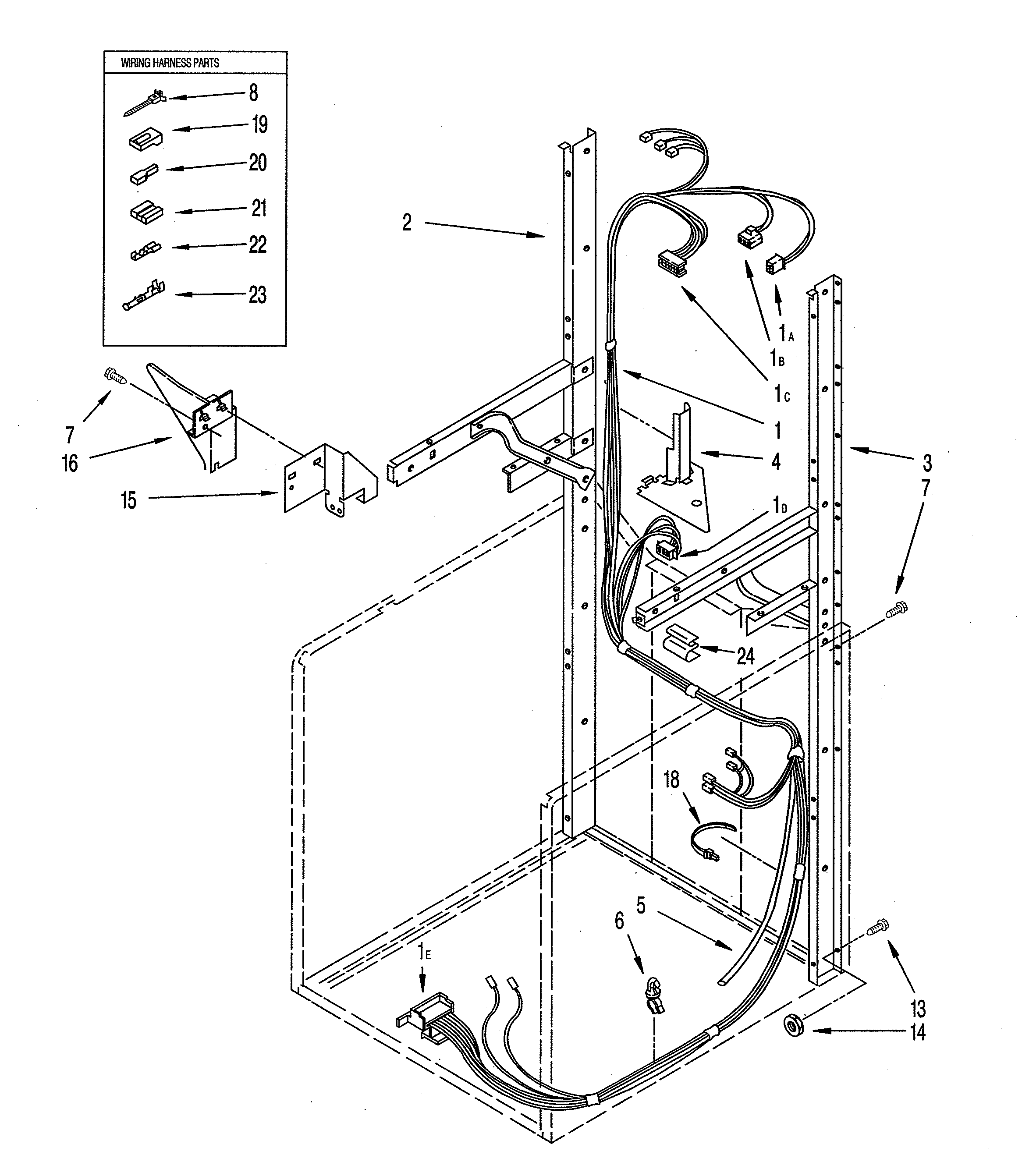 Dryer support & washer harness parts