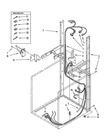 Dryer support & washer harness parts