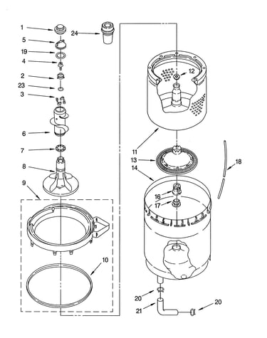 Agitator, basket & tub parts