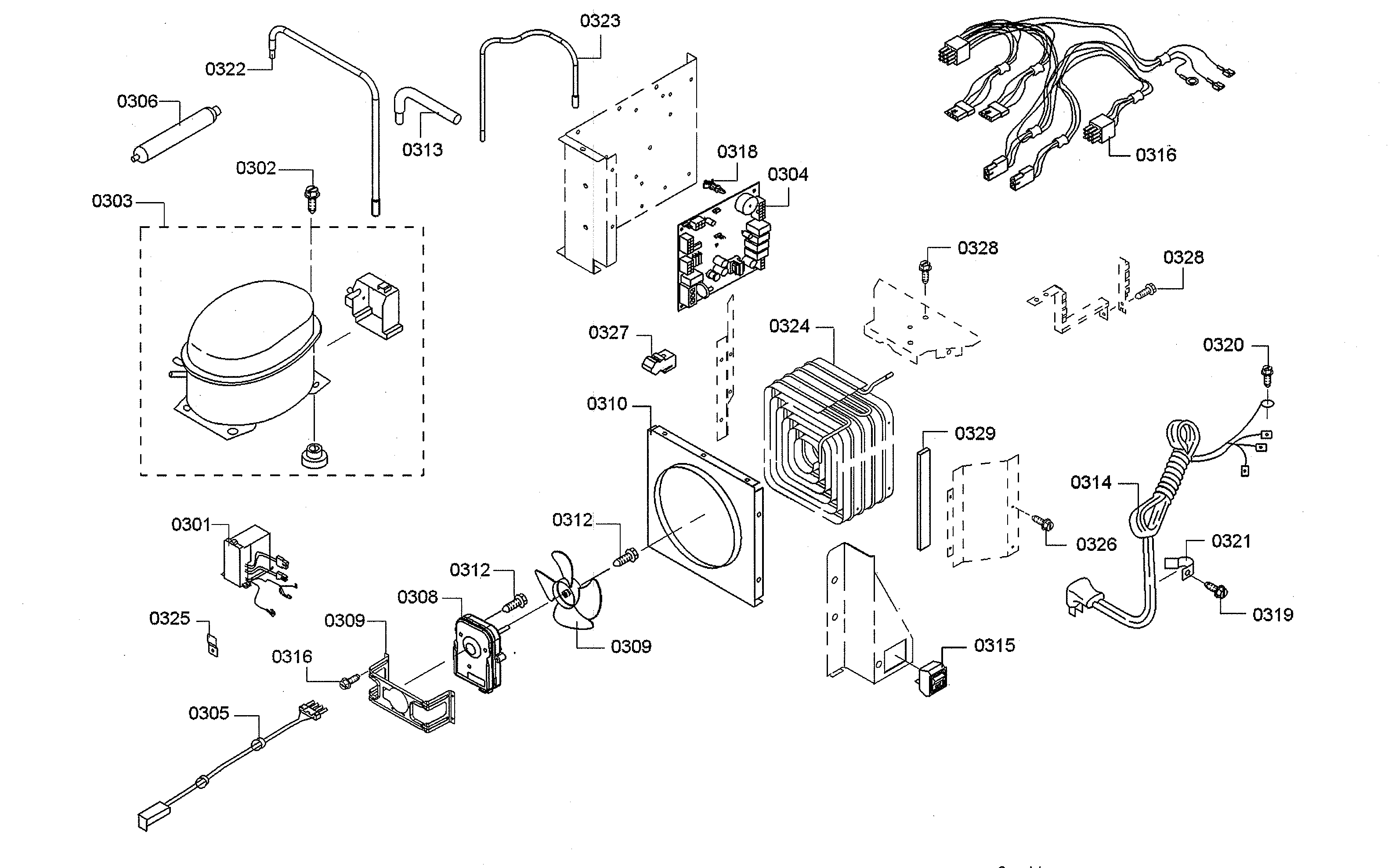 Compressor/motor/control board