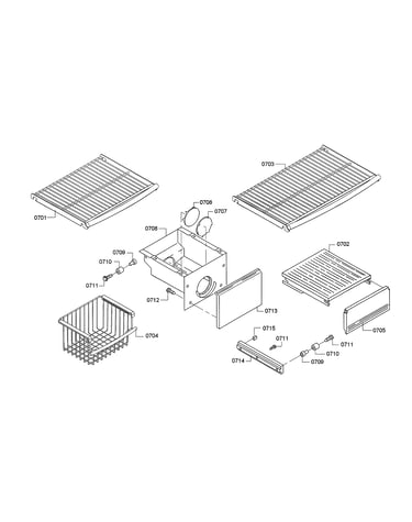 Ice container/freezer shelves
