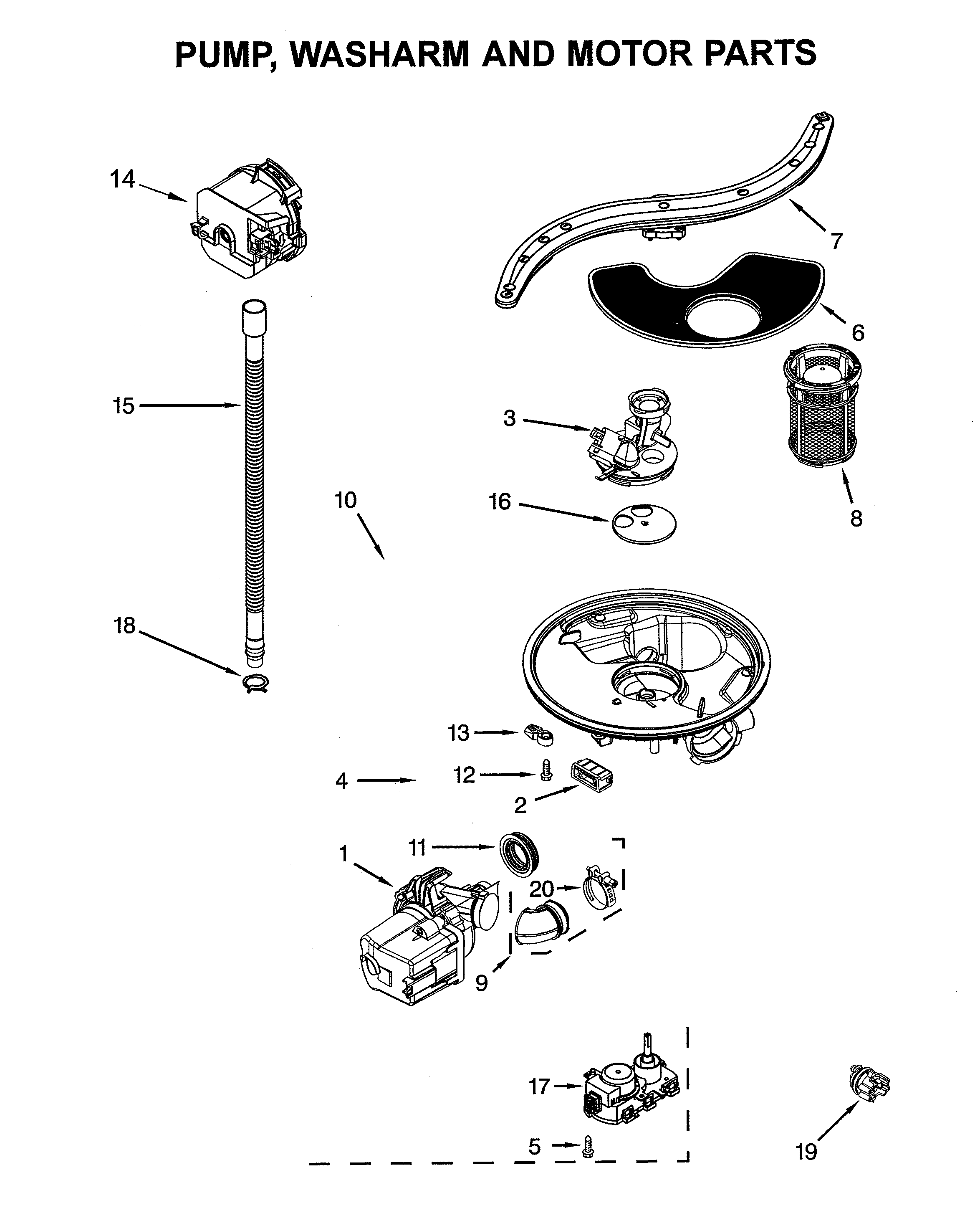 Pump/washarm/motor