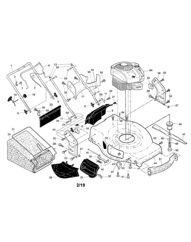 Engine/housing/handle/grassbag