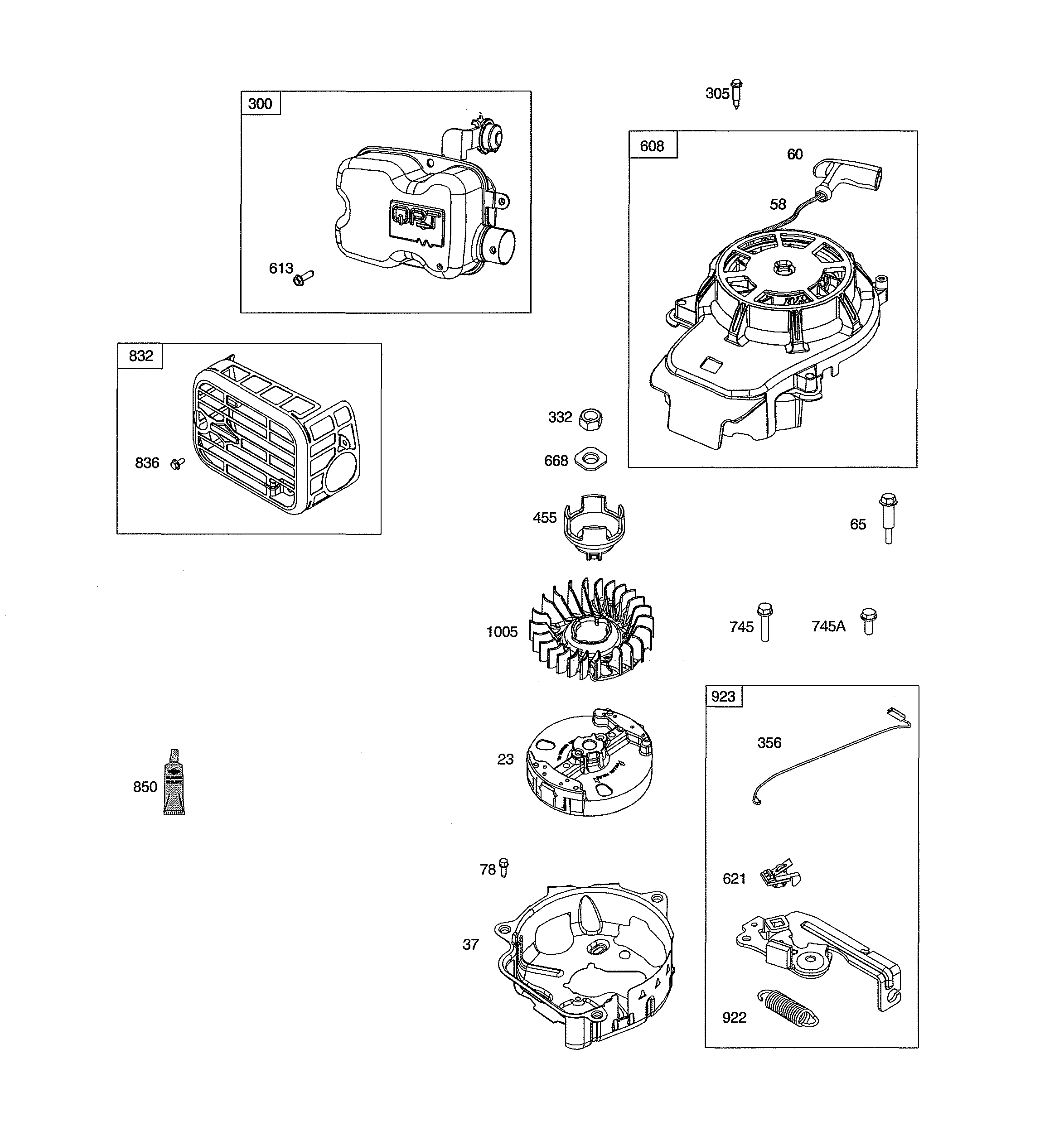 Muffler/starter-rewind/flywheel