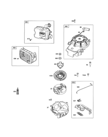 Muffler/starter-rewind/flywheel
