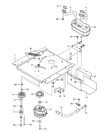 Engine mounting/guards/muffler