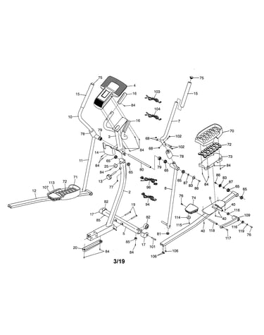 Uprights/pedals/console