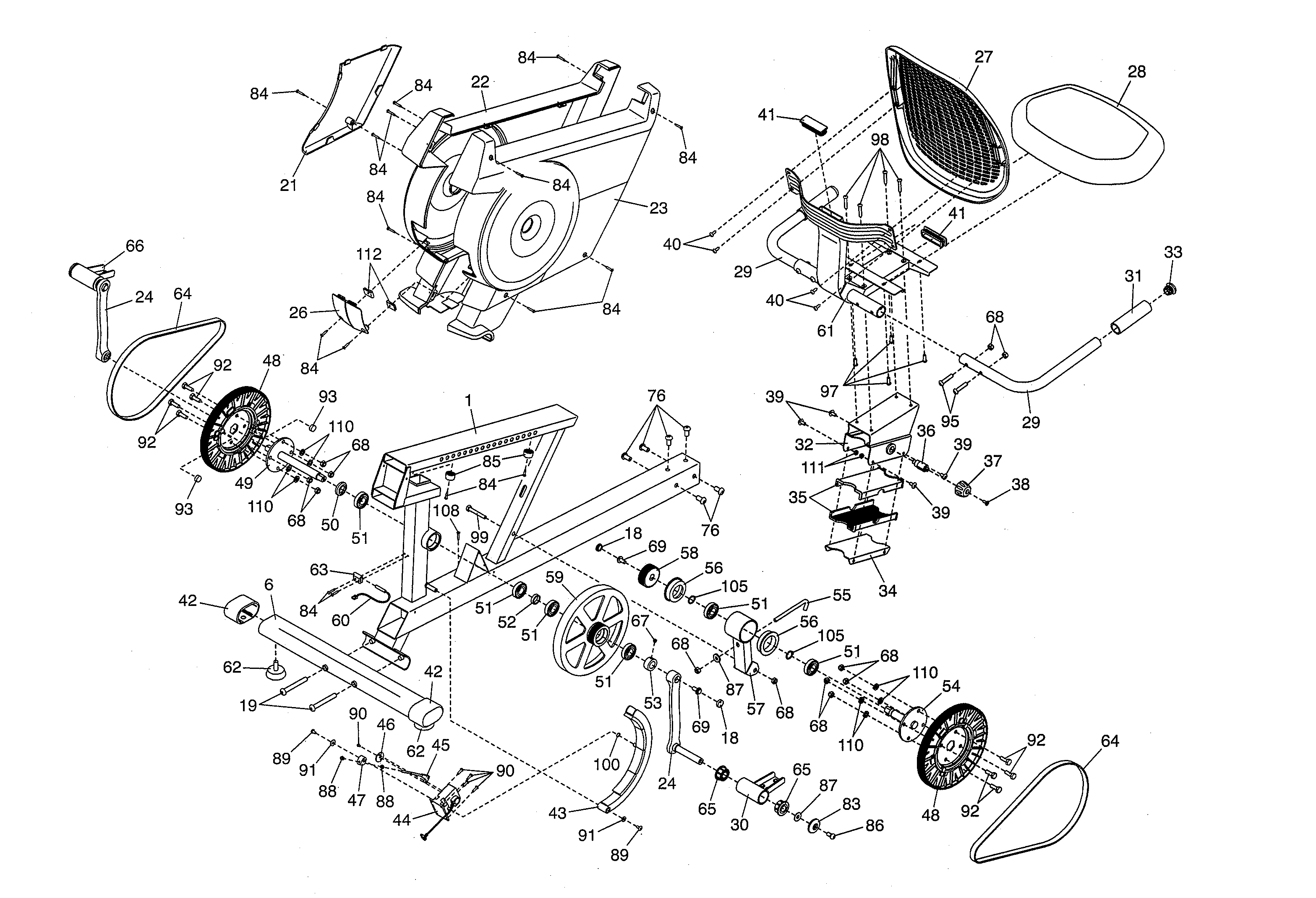 Base/pulleys/backrest