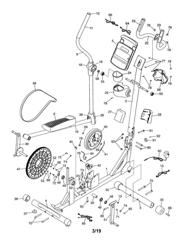 Left upright & pedal/console/base