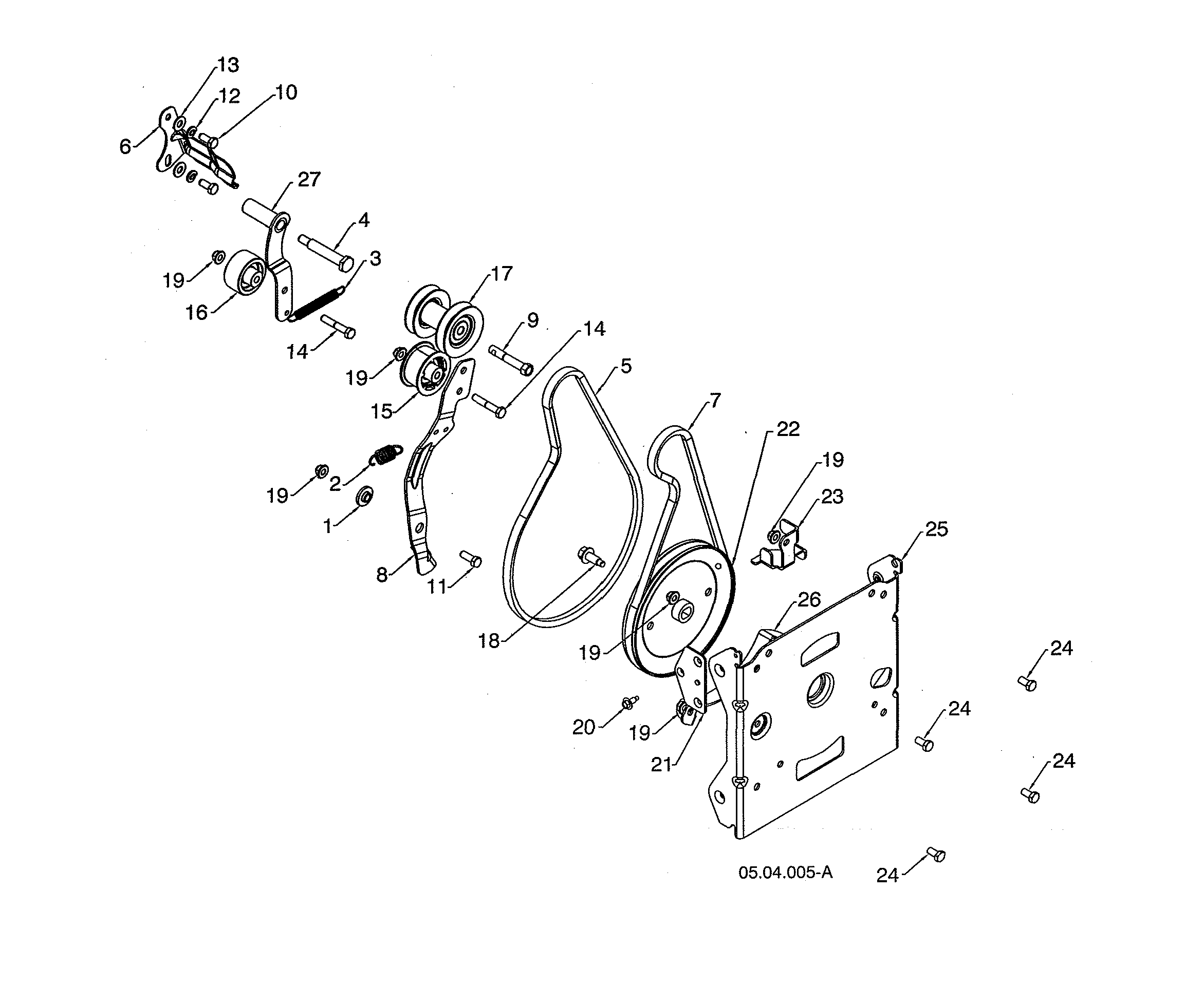 Pulleys/belts/arm idler