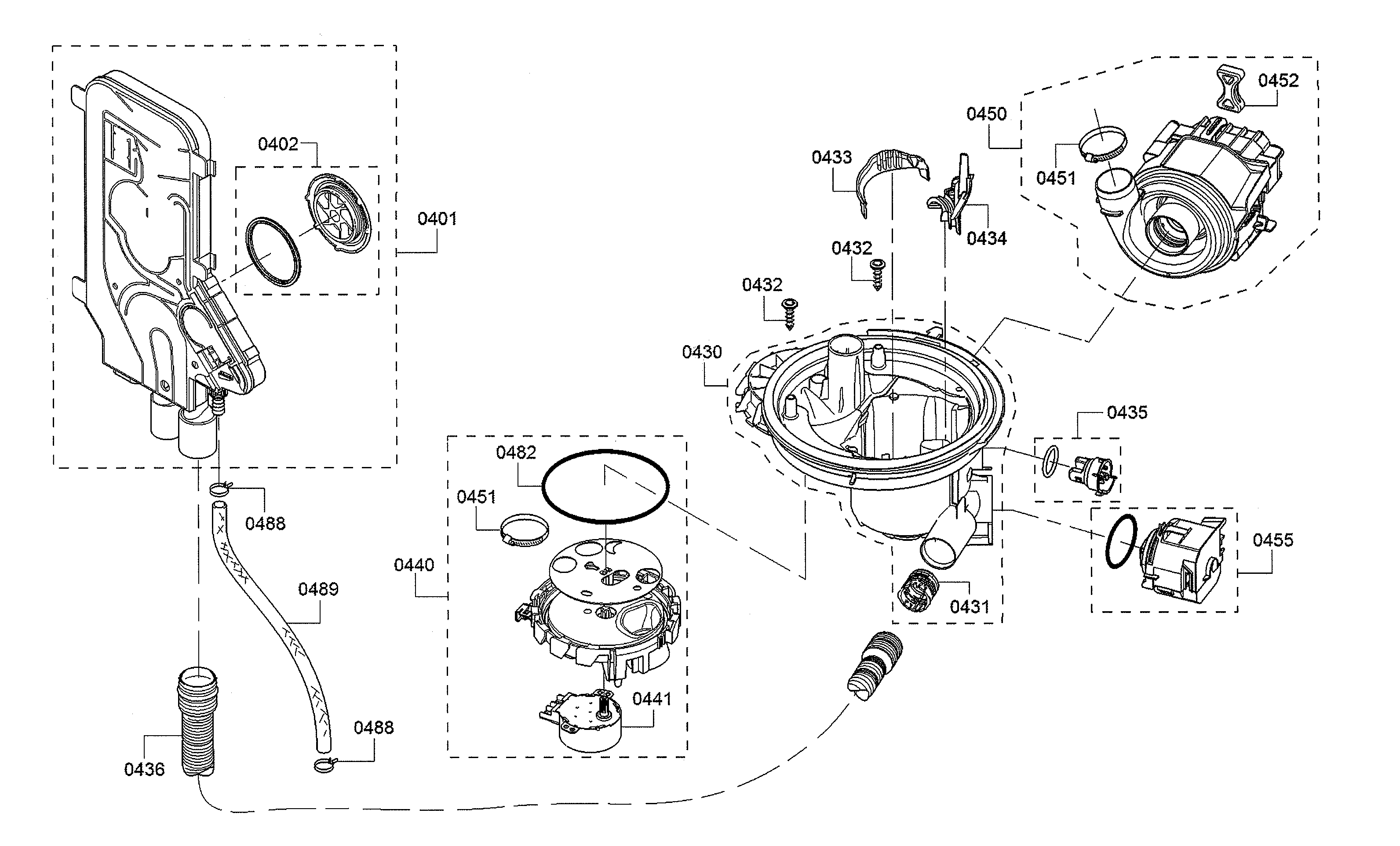Sump/water inlet/heat pump