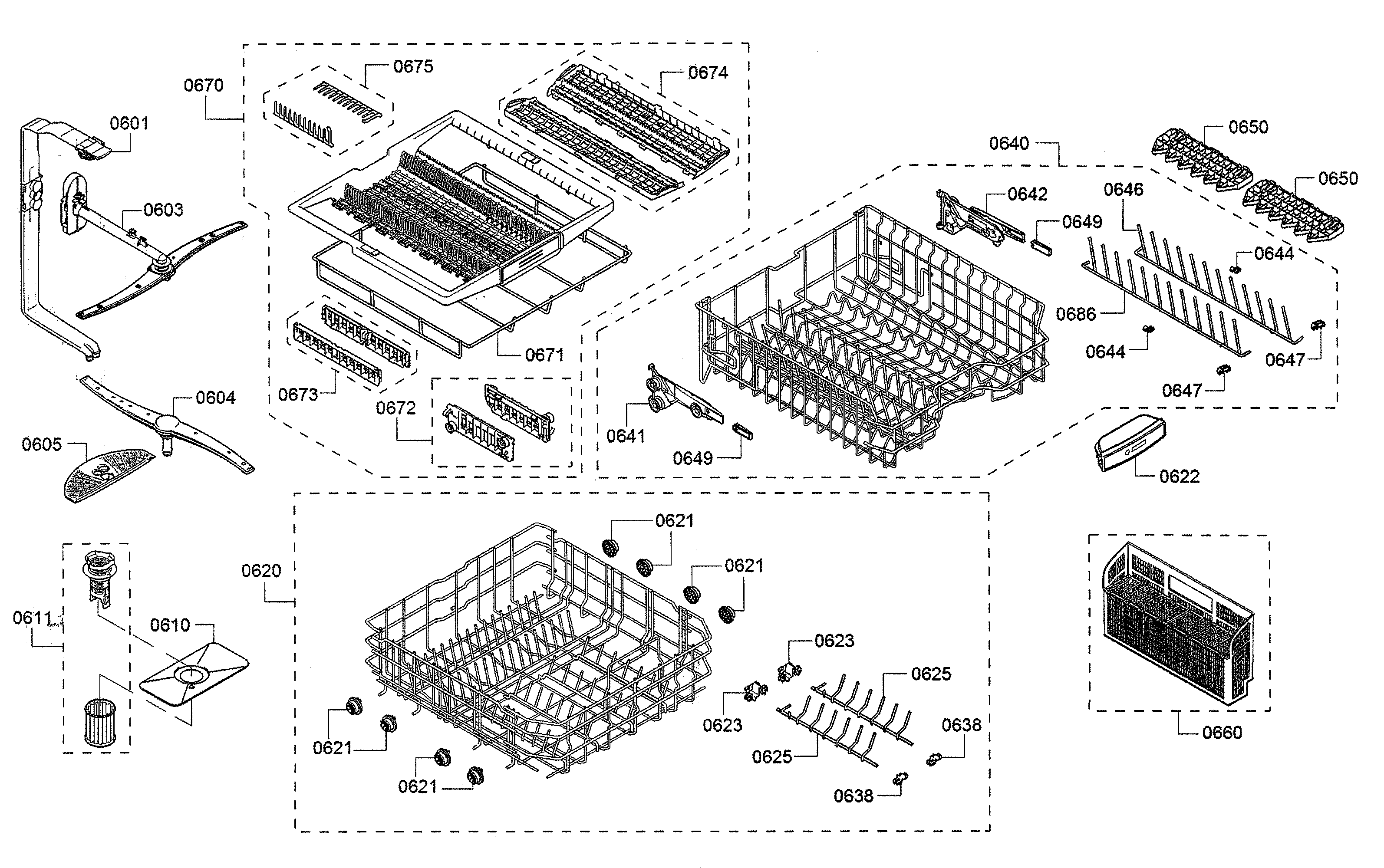 Spray arms/racks