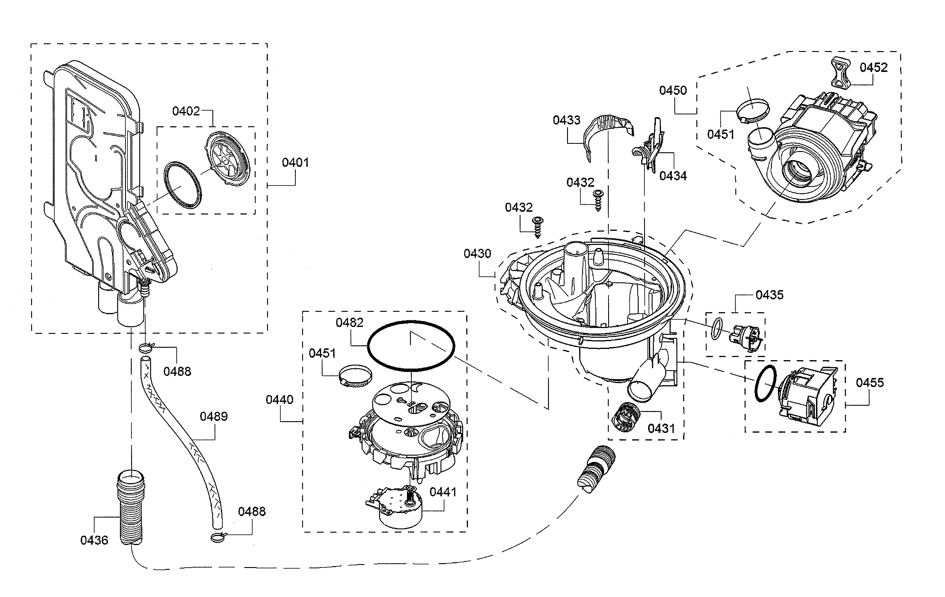 Water inlet/heat pump/sump