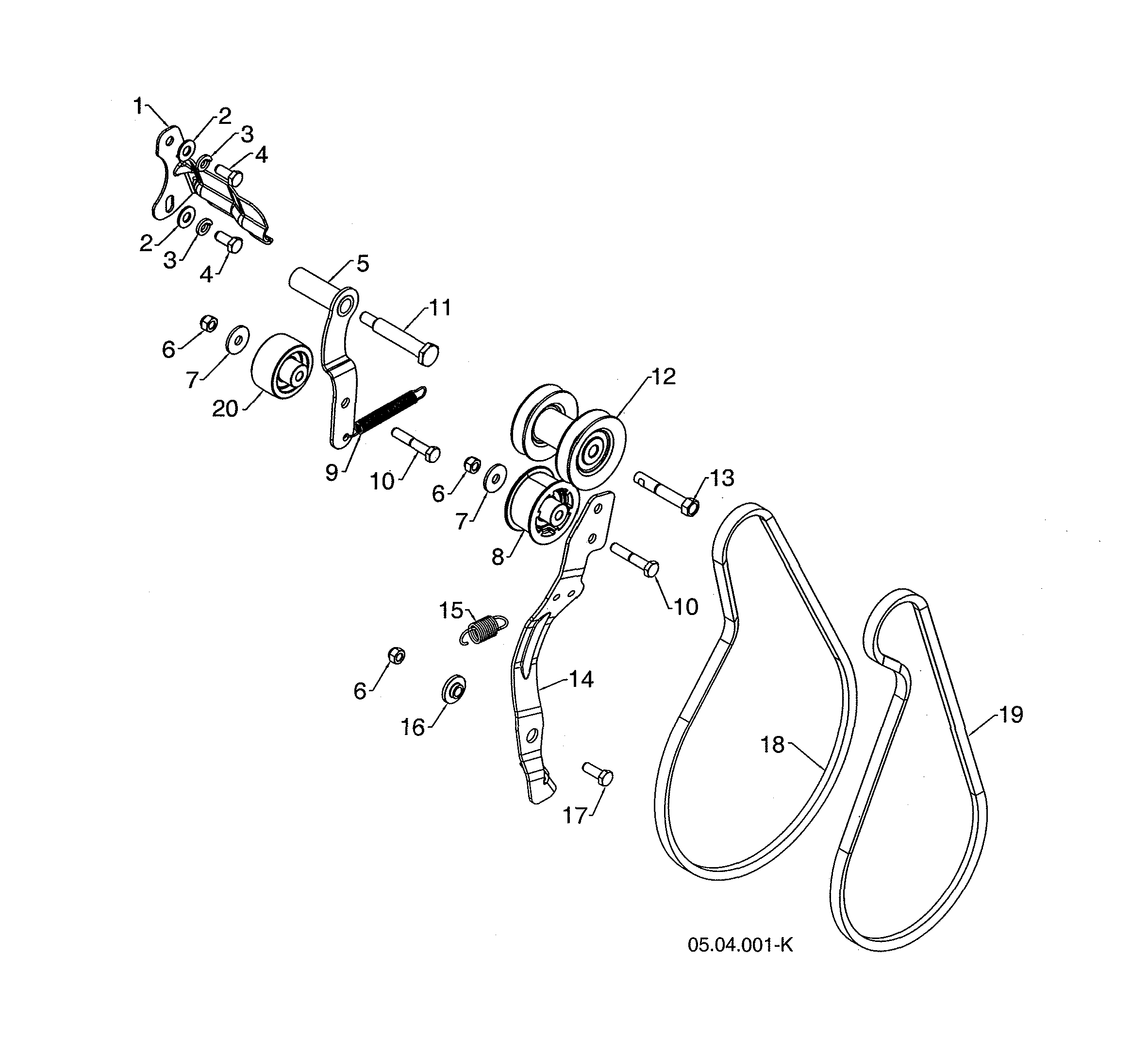 Pulley/belts/arm idler