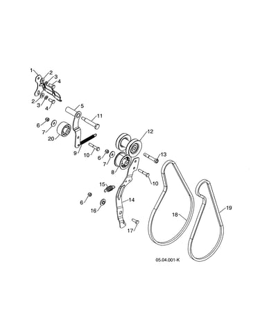 Pulley/belts/arm idler