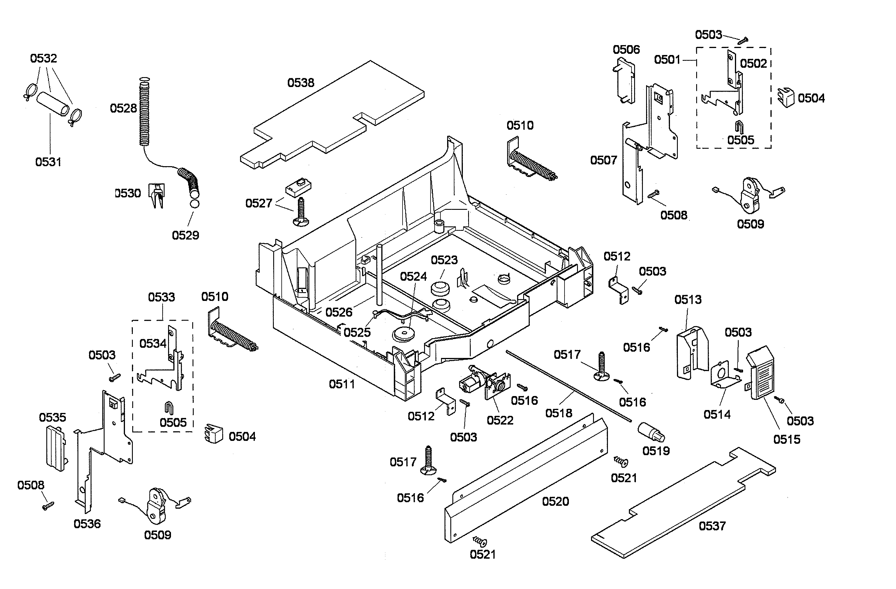 Base/drain hose/lever
