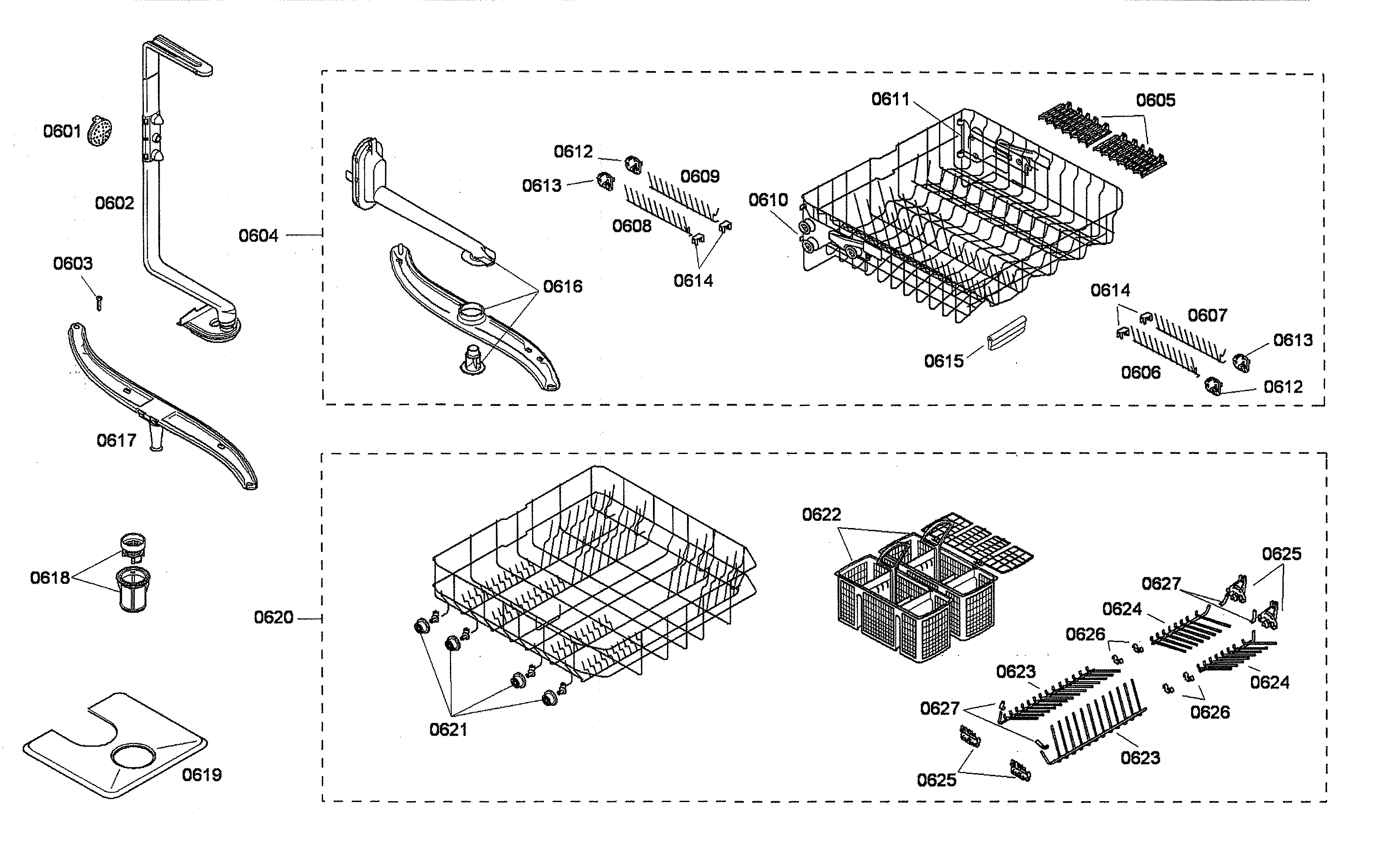 Spray arms/racks