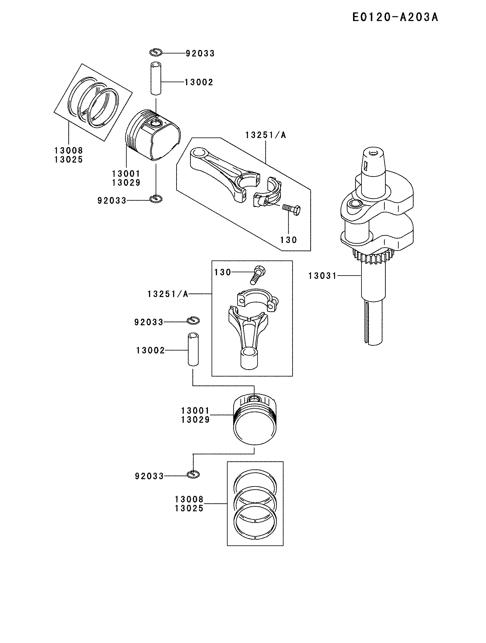 Piston/crankshaft