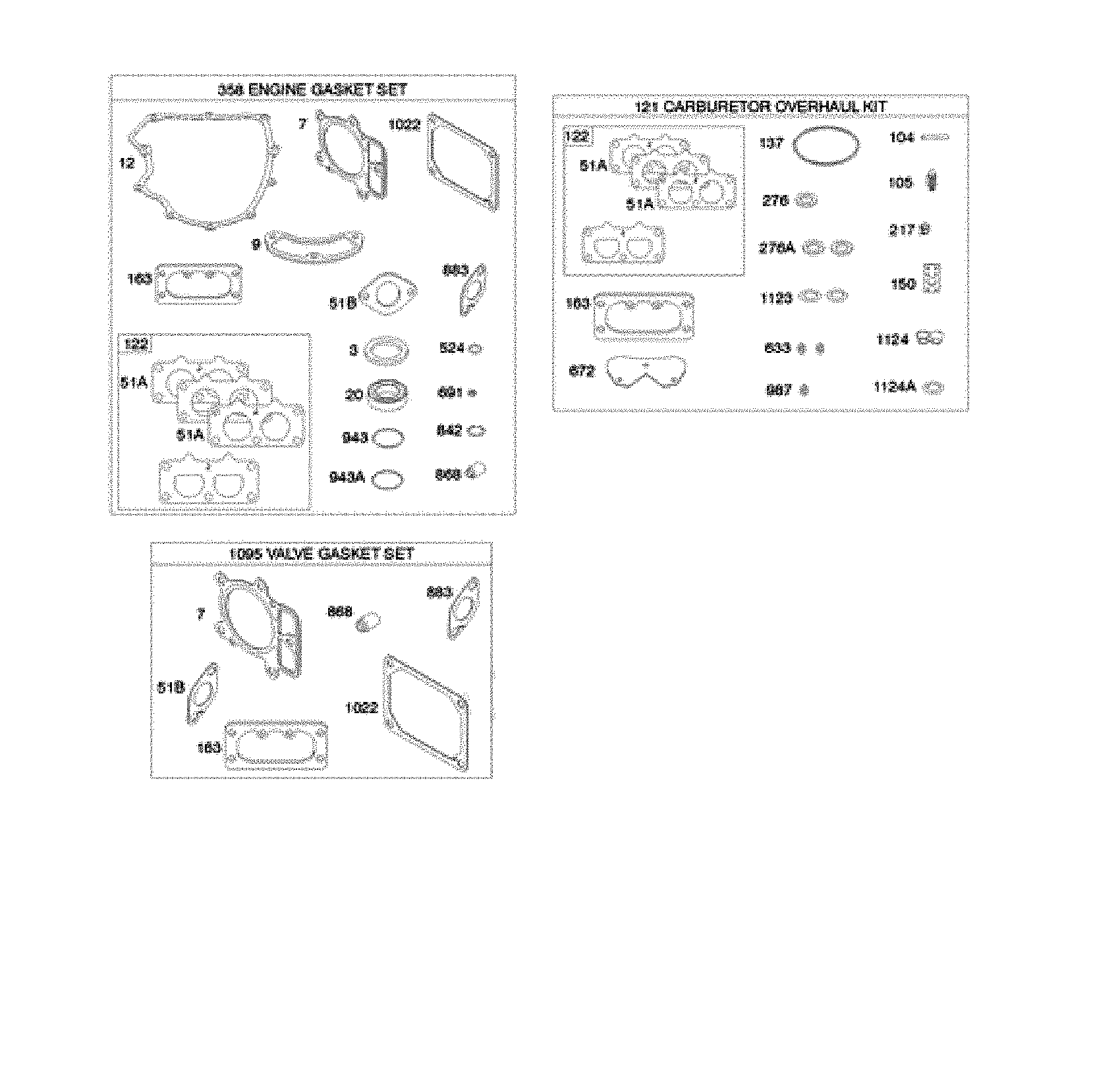 Gasket sets/carburetor overhaul kit