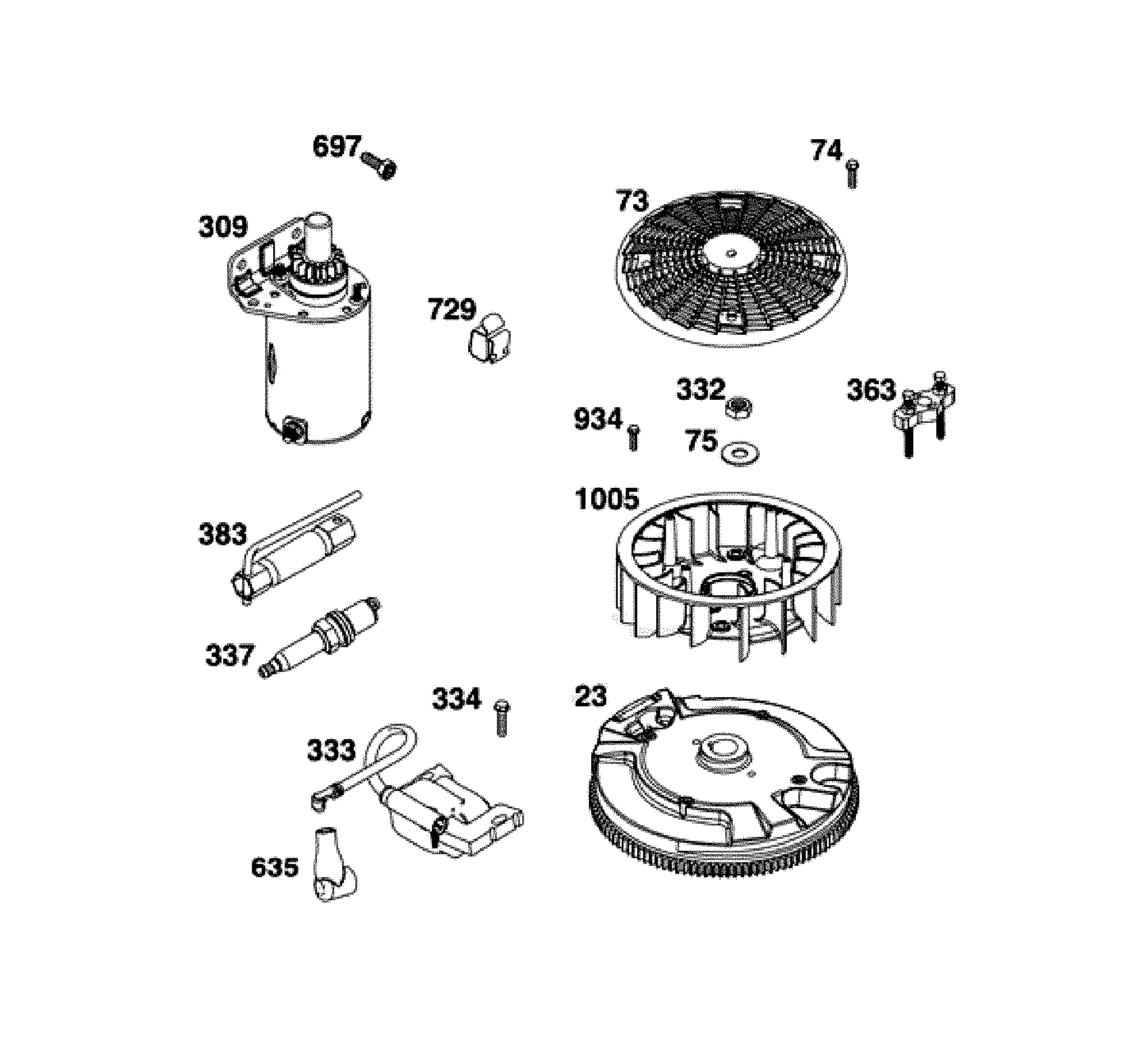 Starter motor/flywheel