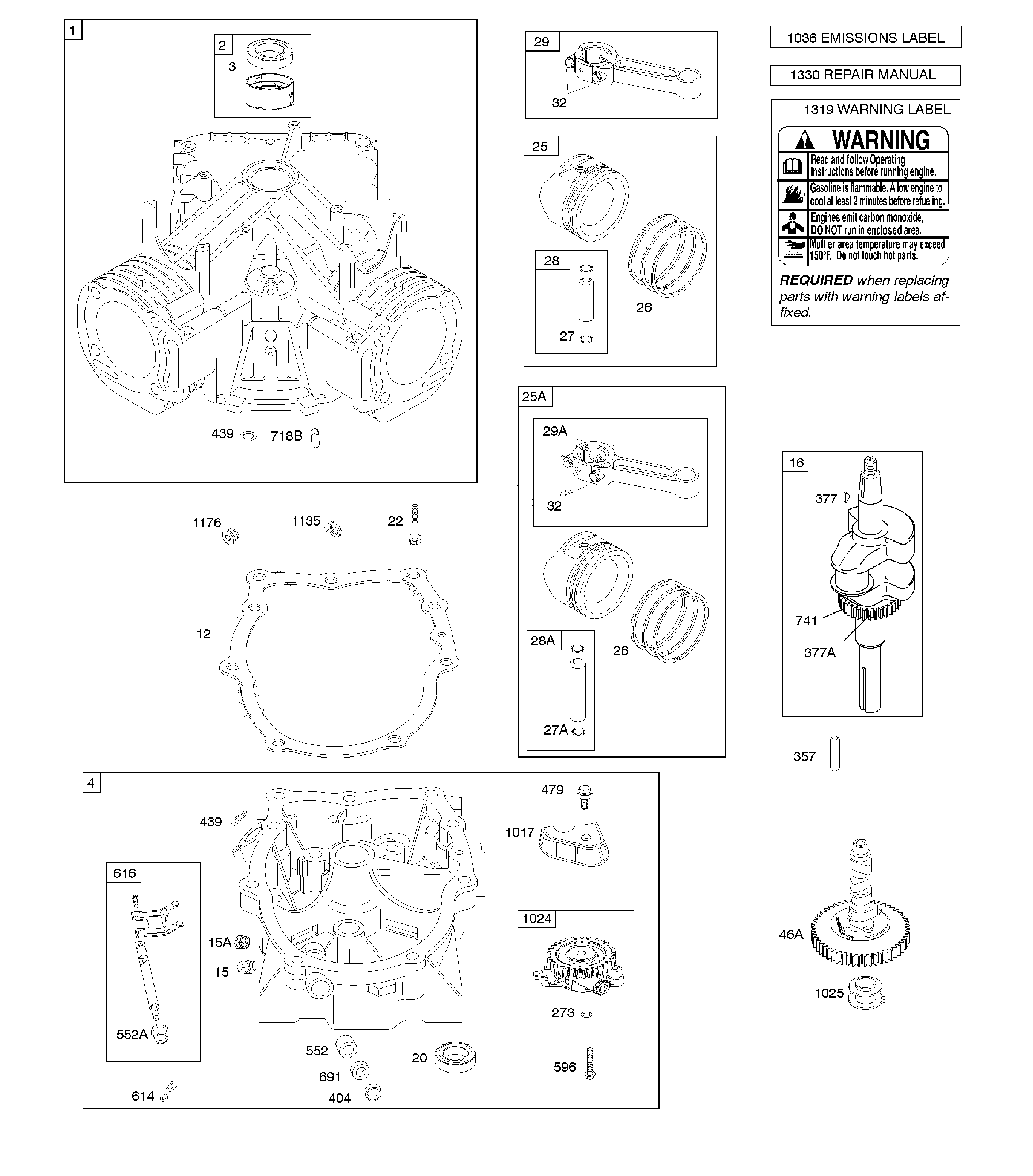 CRANKSHAFT/CYLINDER/SUMP/PISTON/RINGS/CAM SHAFT