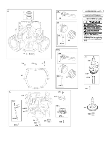 Crankshaft/cylinder/sump/piston/rings/cam shaft