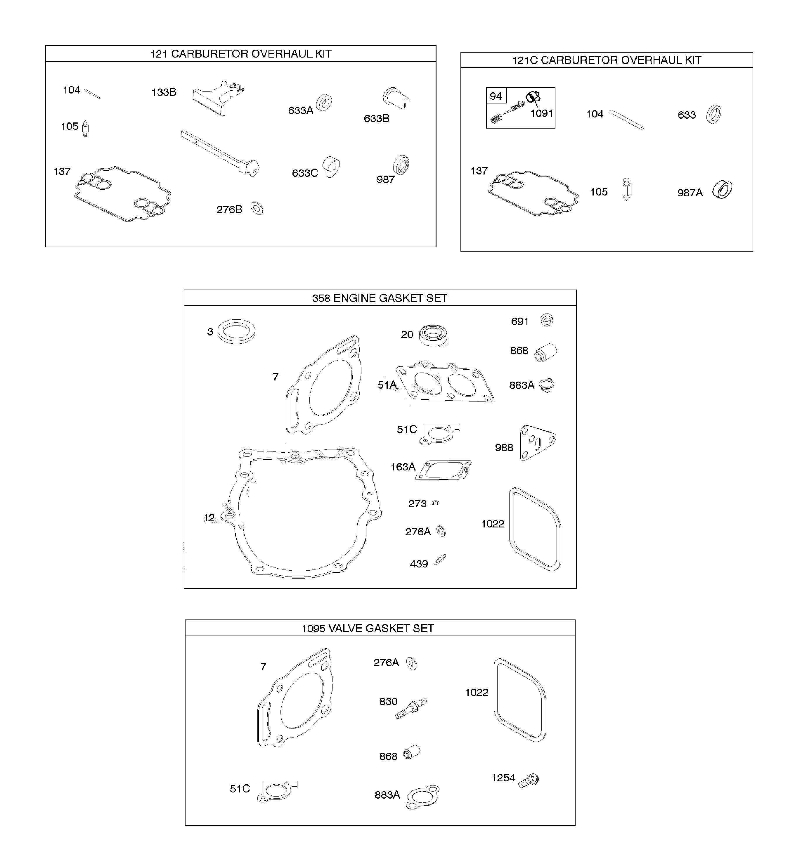 KIT-CARBURETOR OVERHAUL/GASKET ENGINE & VALVE SET