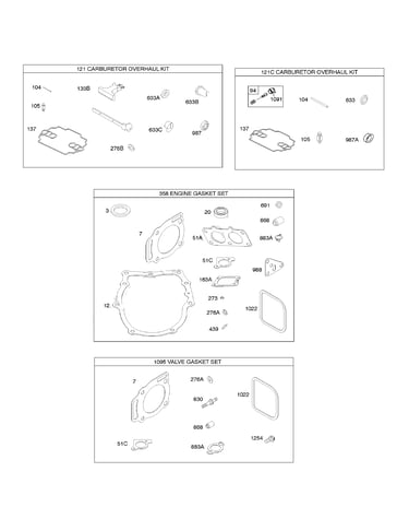 Kit-carburetor overhaul/gasket engine & valve set