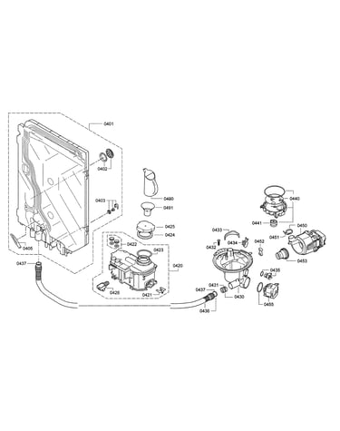Water inlet & softener/sump