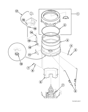 Outer tub/cover/bearing/seal housing/pressure hose