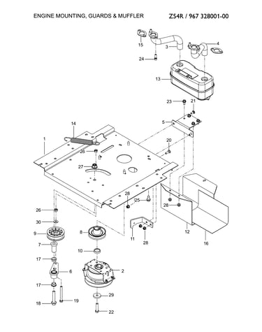 Engine mounting/guards/muffler