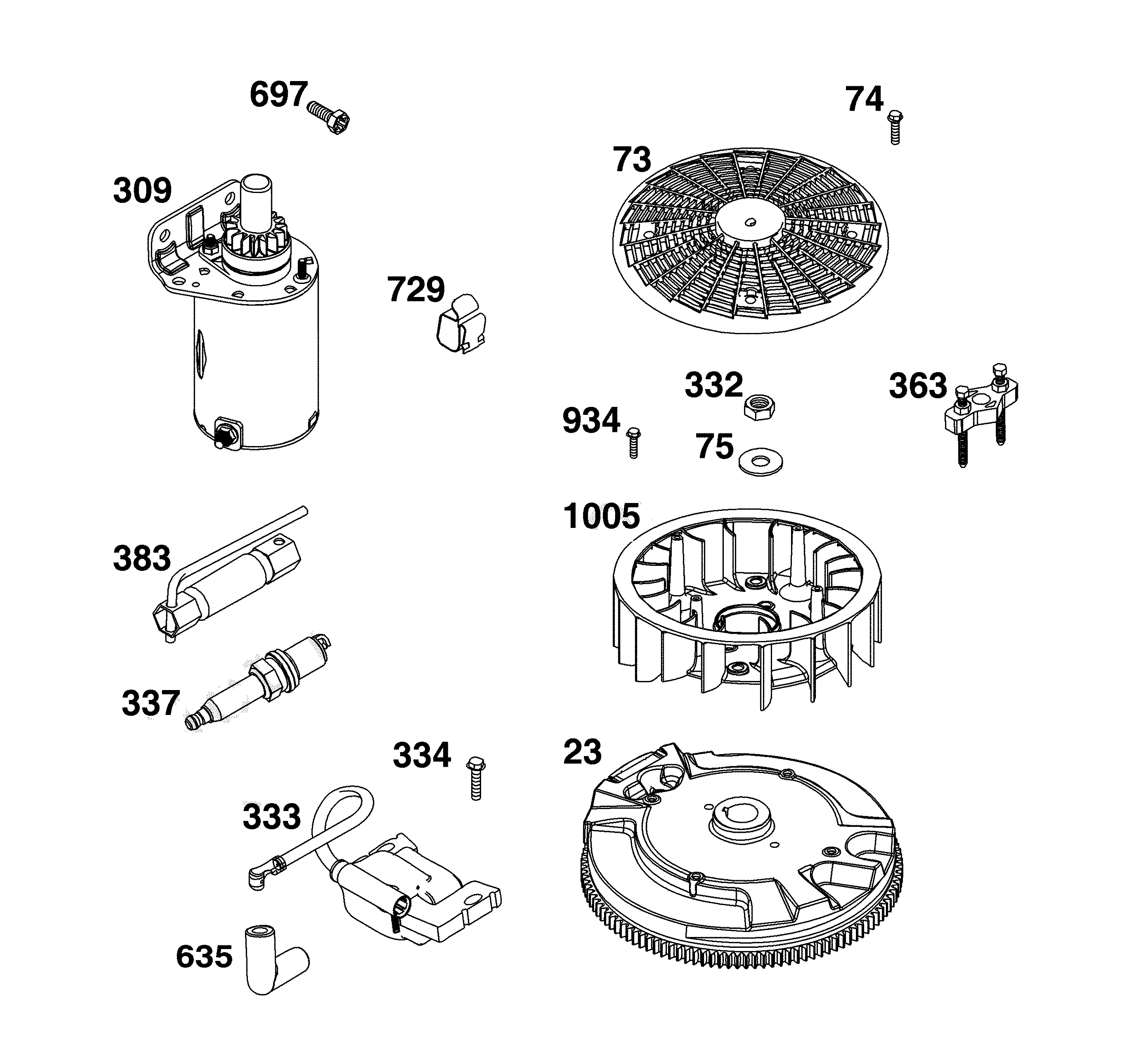 Flywheel/ignition/starter