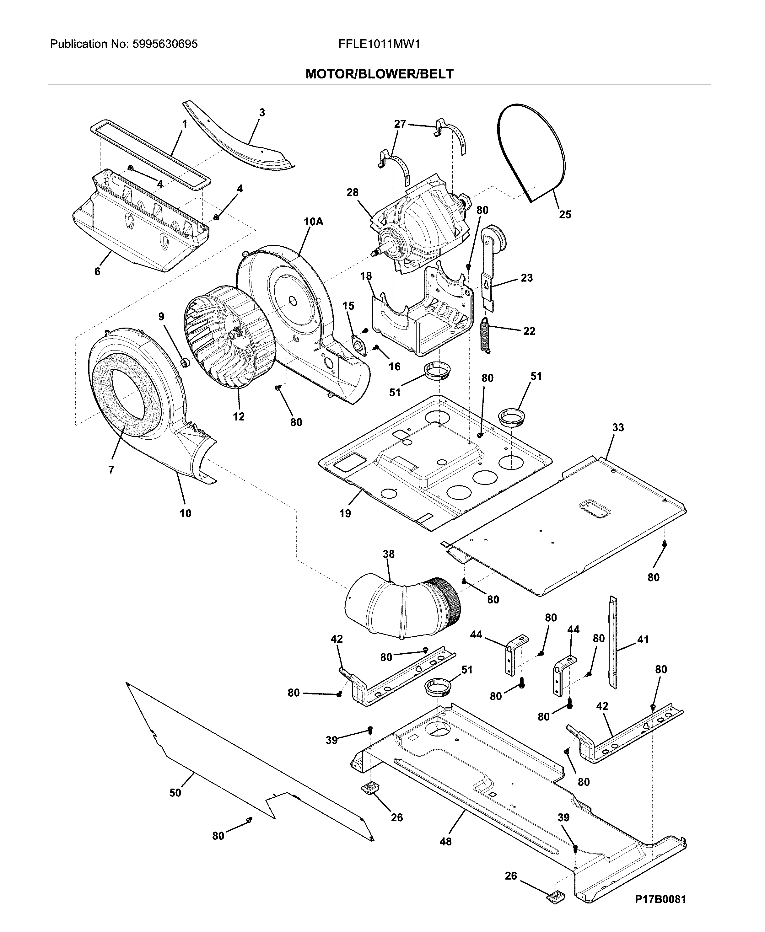Motor/blower/belt