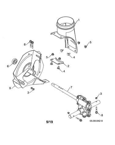 Chute/gearbox/impeller