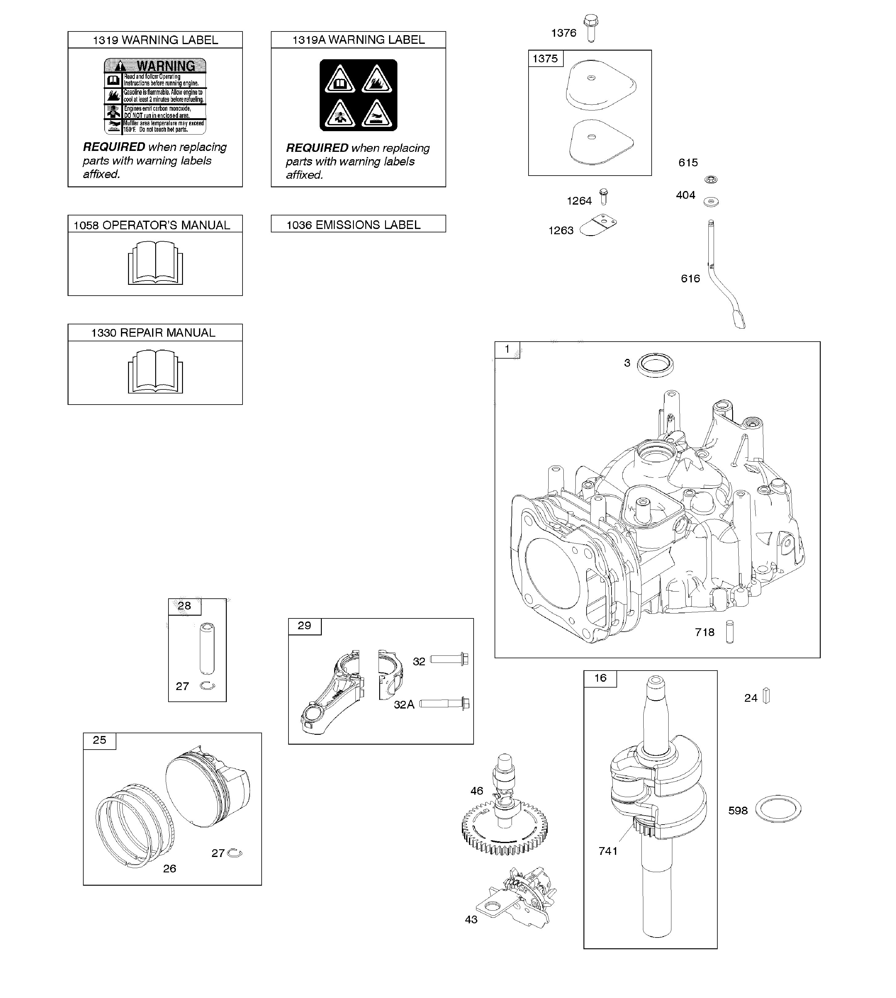 Camshaft/crankshaft/cylinder/piston/rings