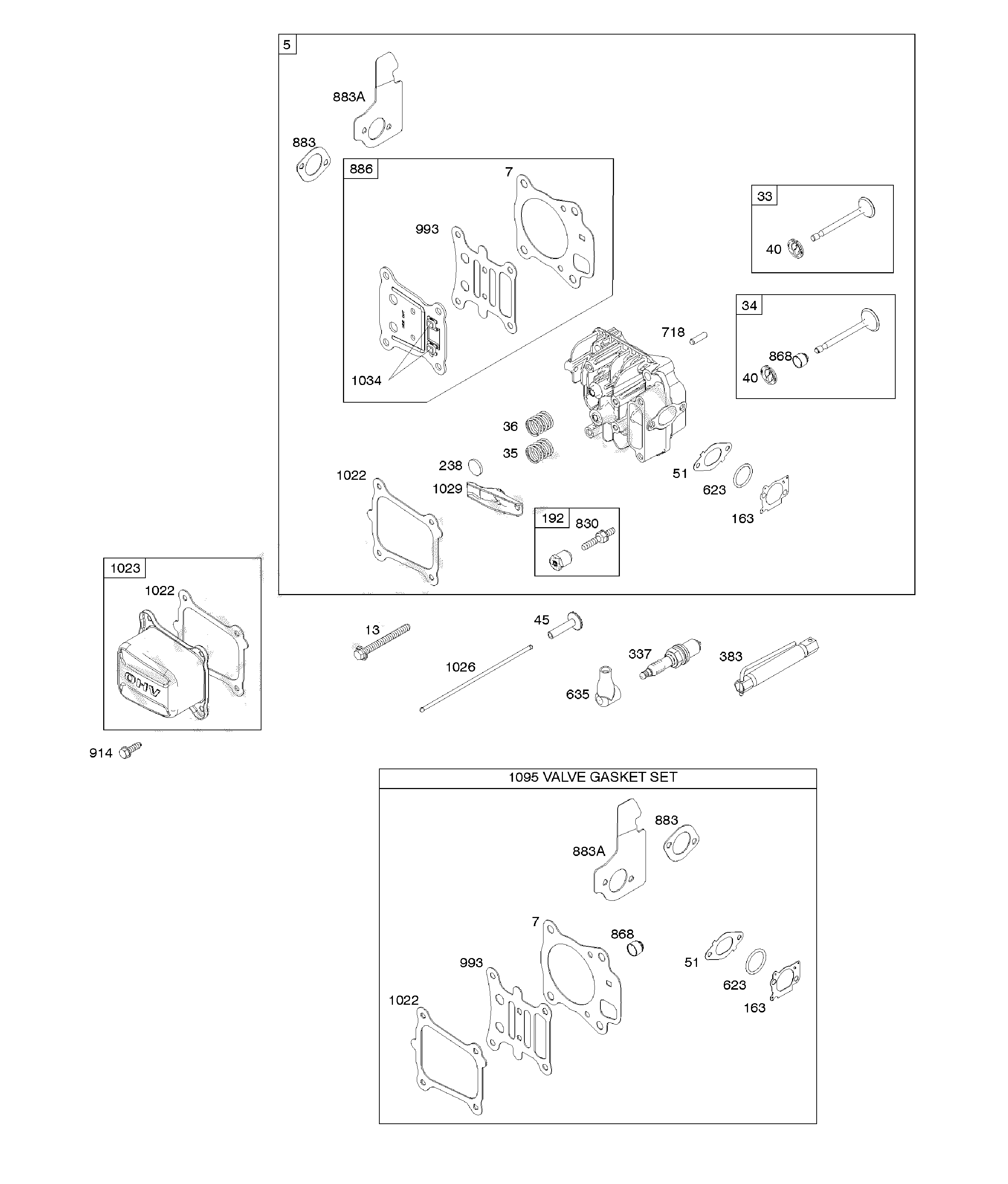 Cylinder head/gasket set-valves
