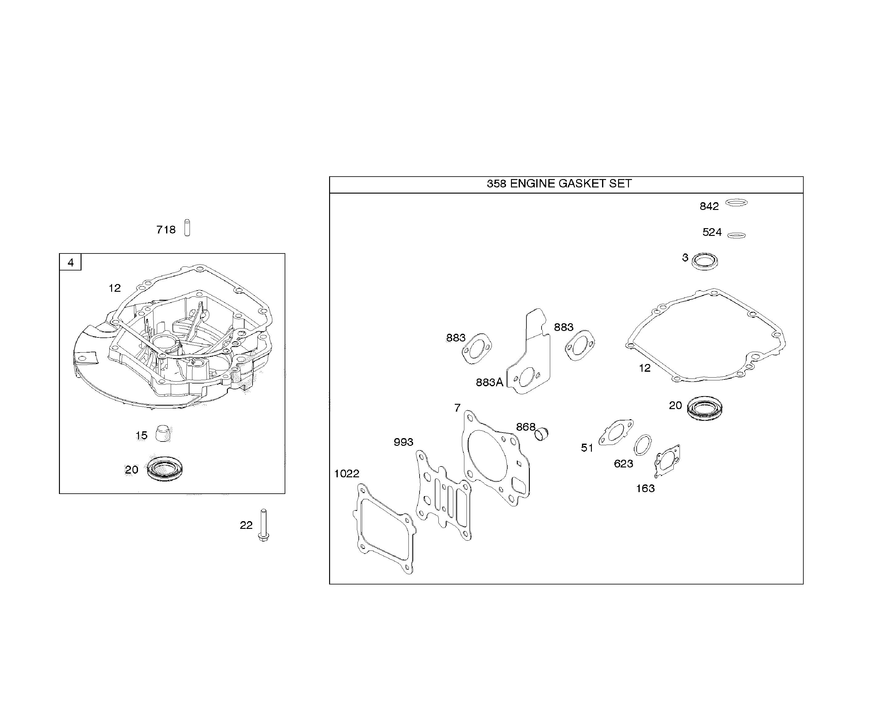 Gasket set-engine/sump