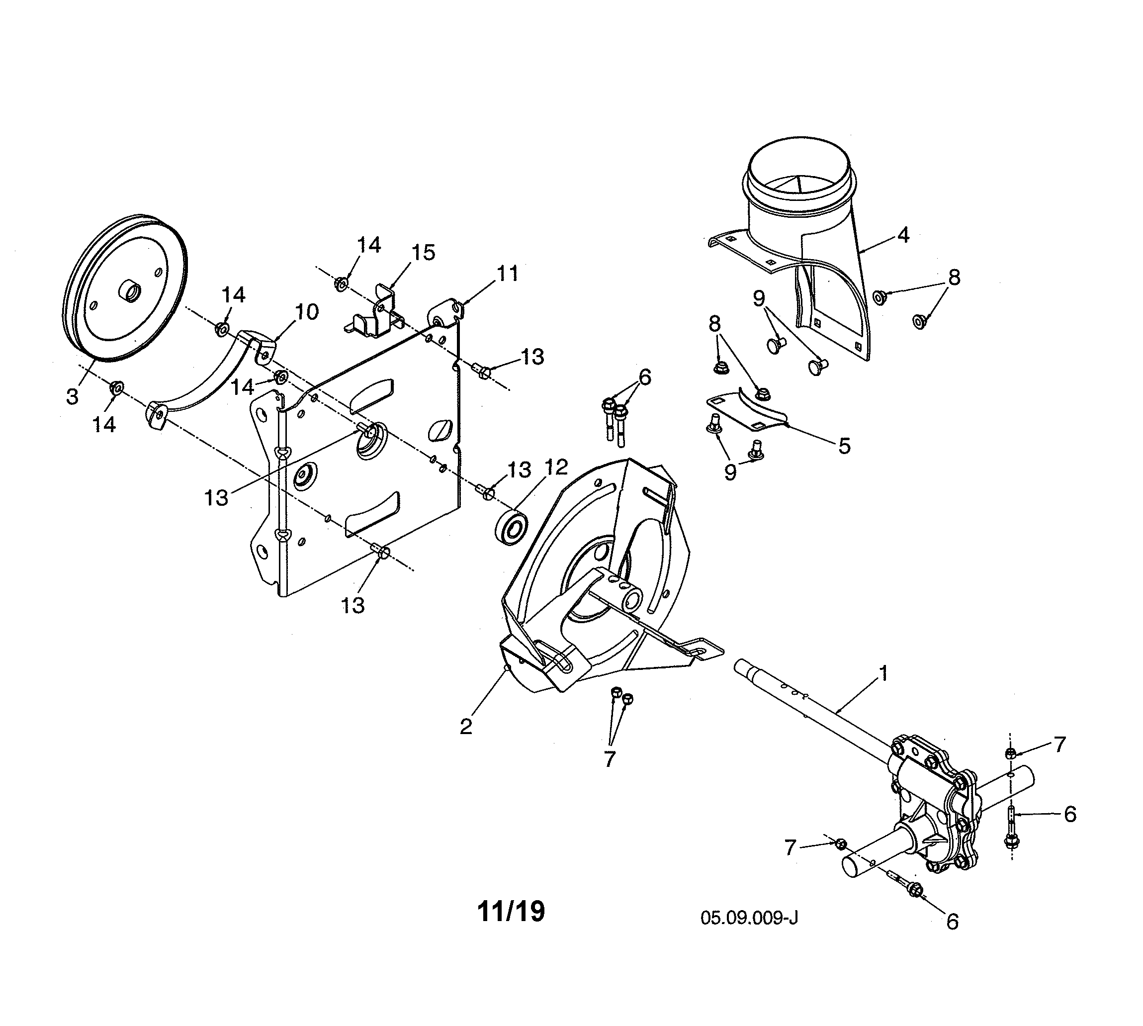 Impeller assembly/gearbox auger