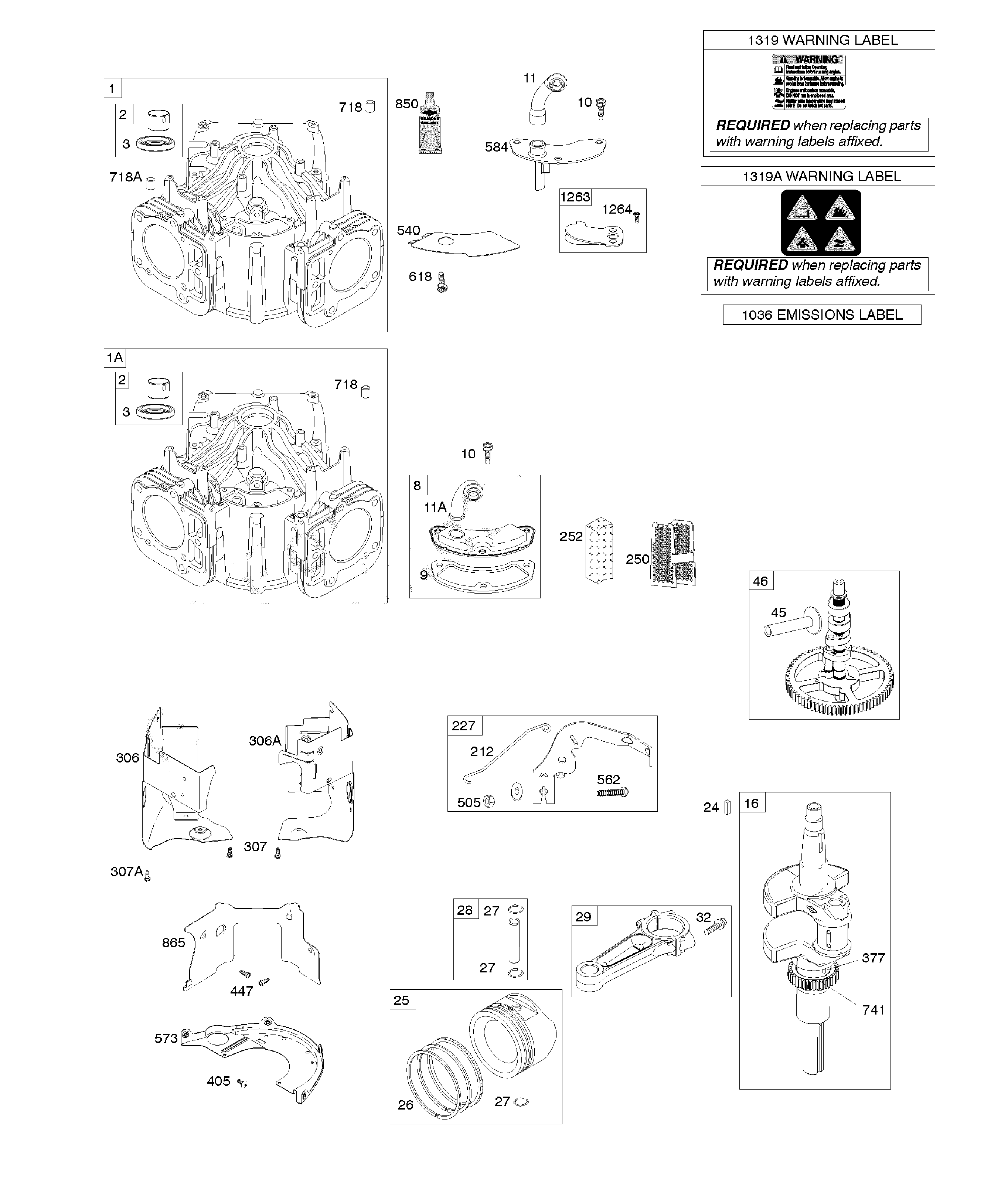 Cylinder/crankshaft/camshaft/air guides/piston