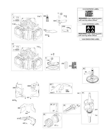 Cylinder/crankshaft/camshaft/air guides/piston