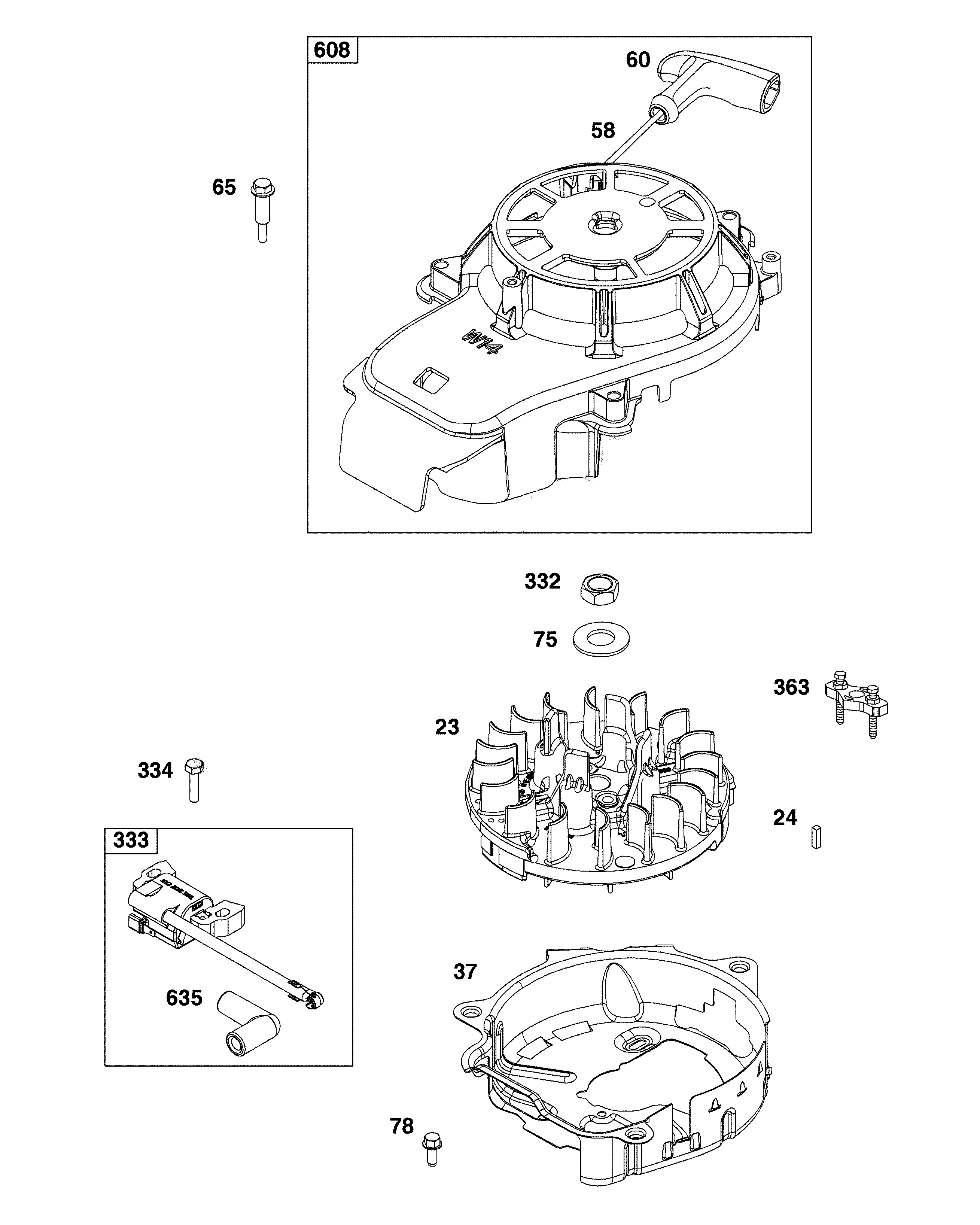 Flywheel/ignition/starter