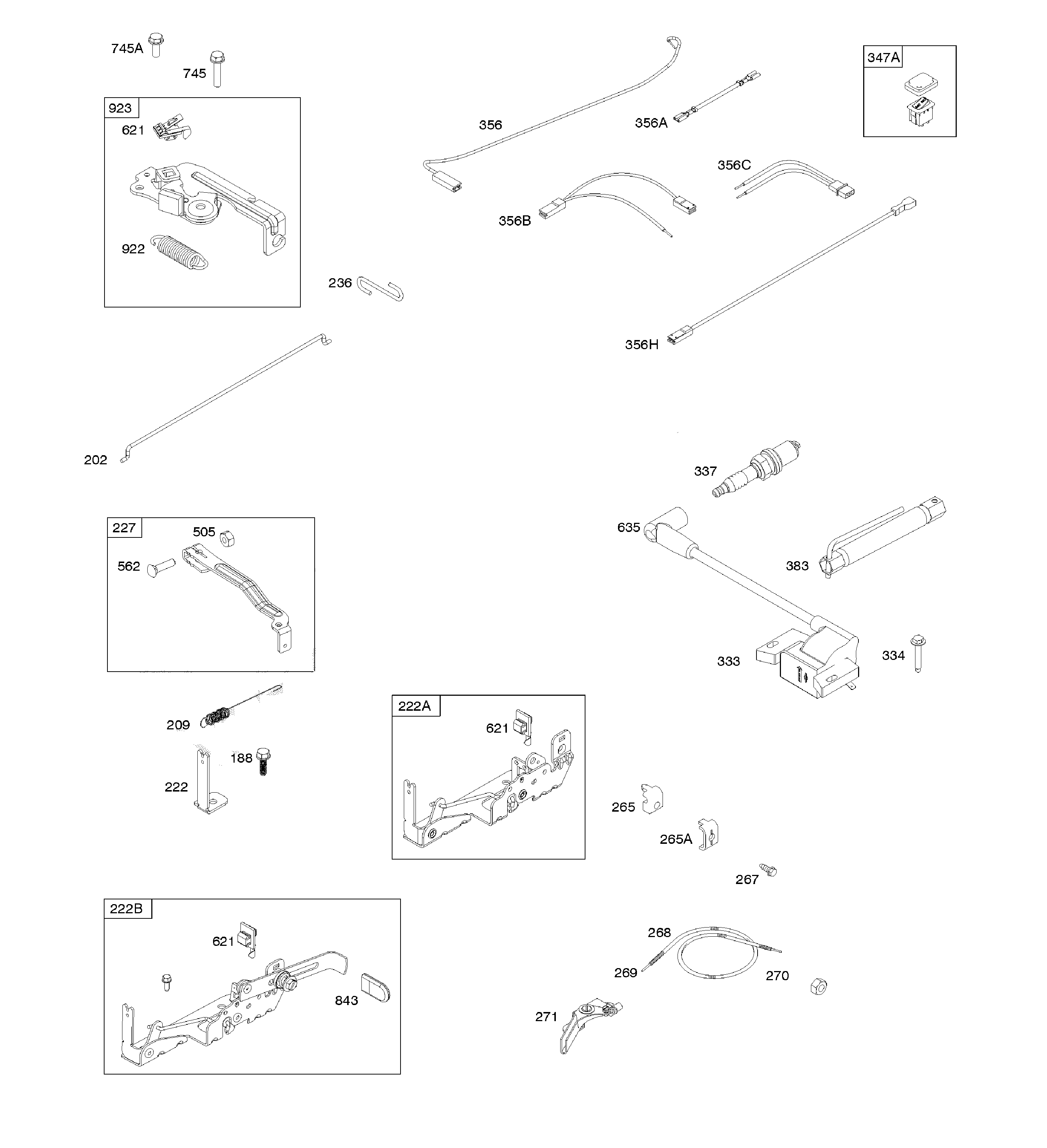 Armature/controls/electrical system/spark plug