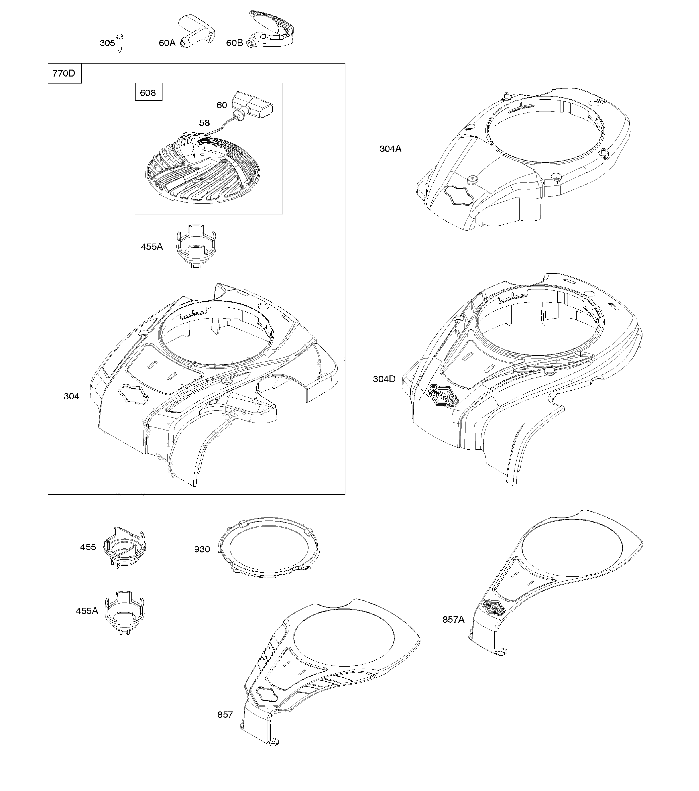 Blower housing/rewind starter